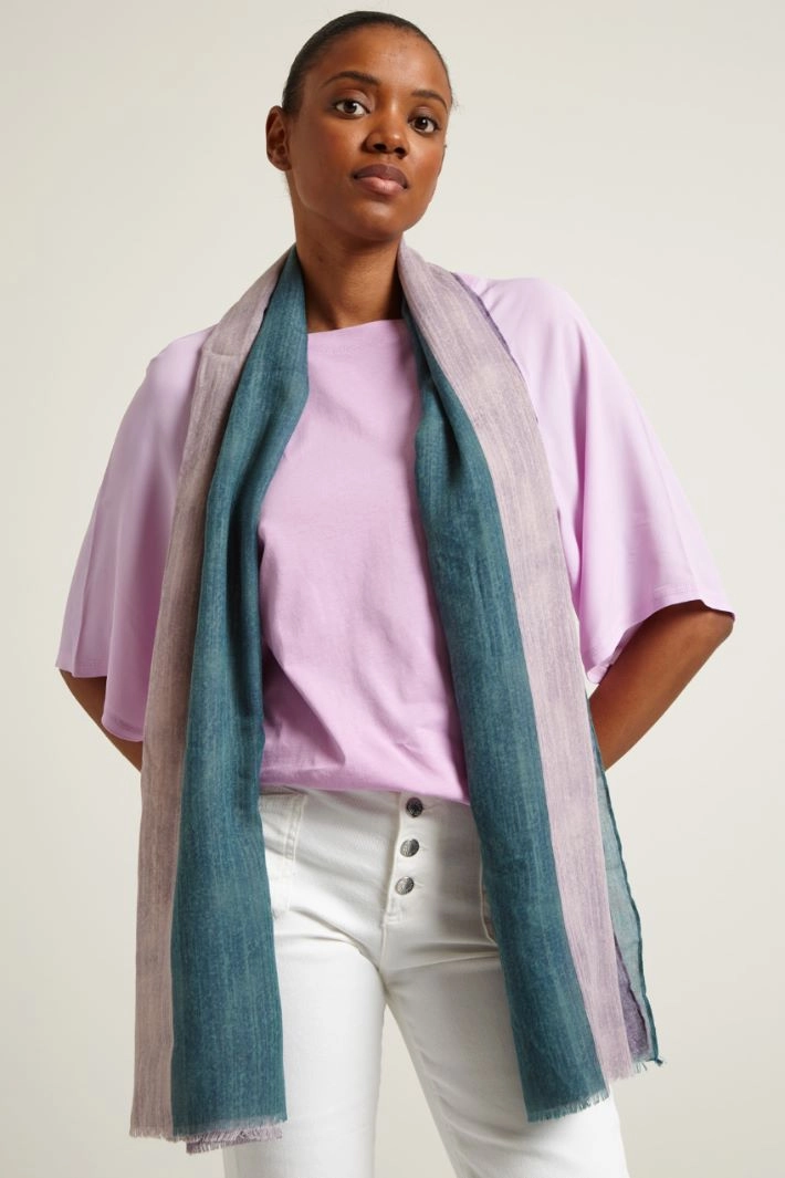 Fringed stole - PETROL MAUVE