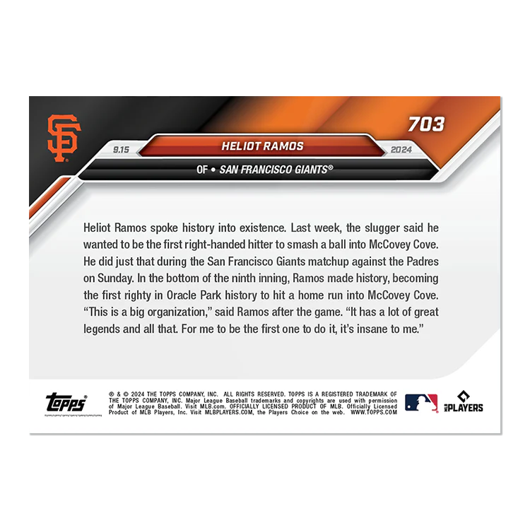 Heliot Ramos - 2024 MLB TOPPS NOW® Card 703
