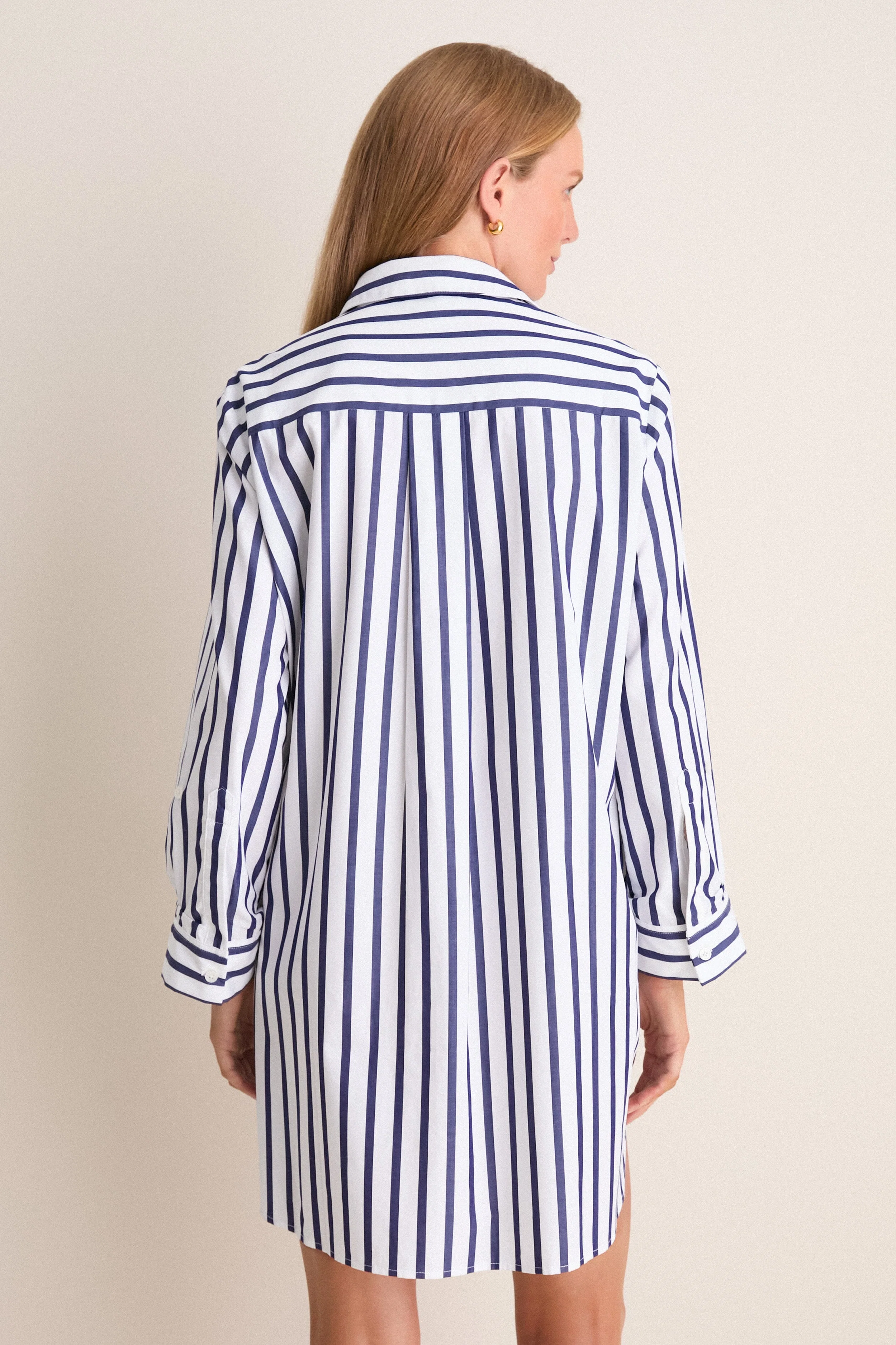 Blue and White Stripe Carlotta Mini Dress