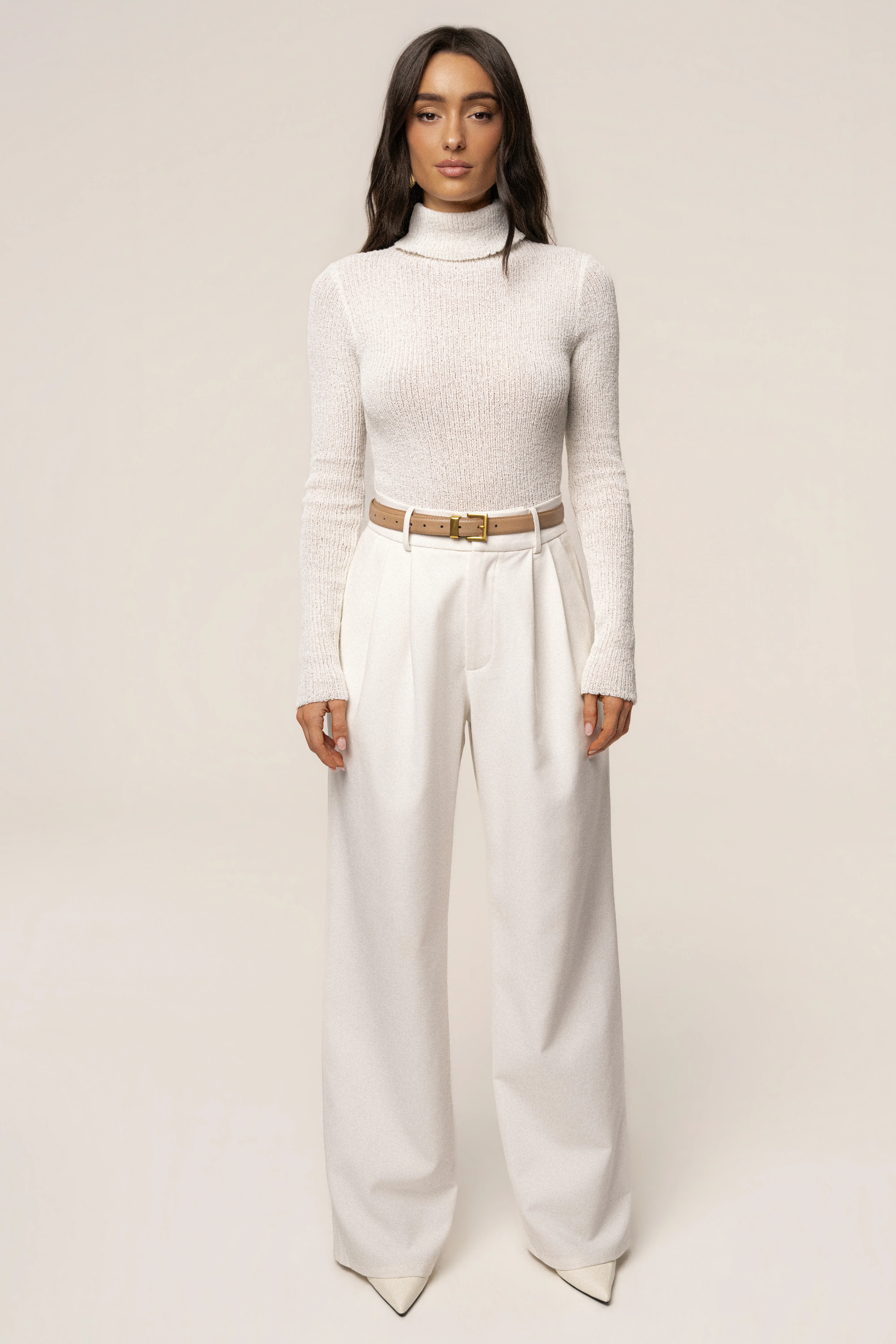 White Carli Turtle Neck Top