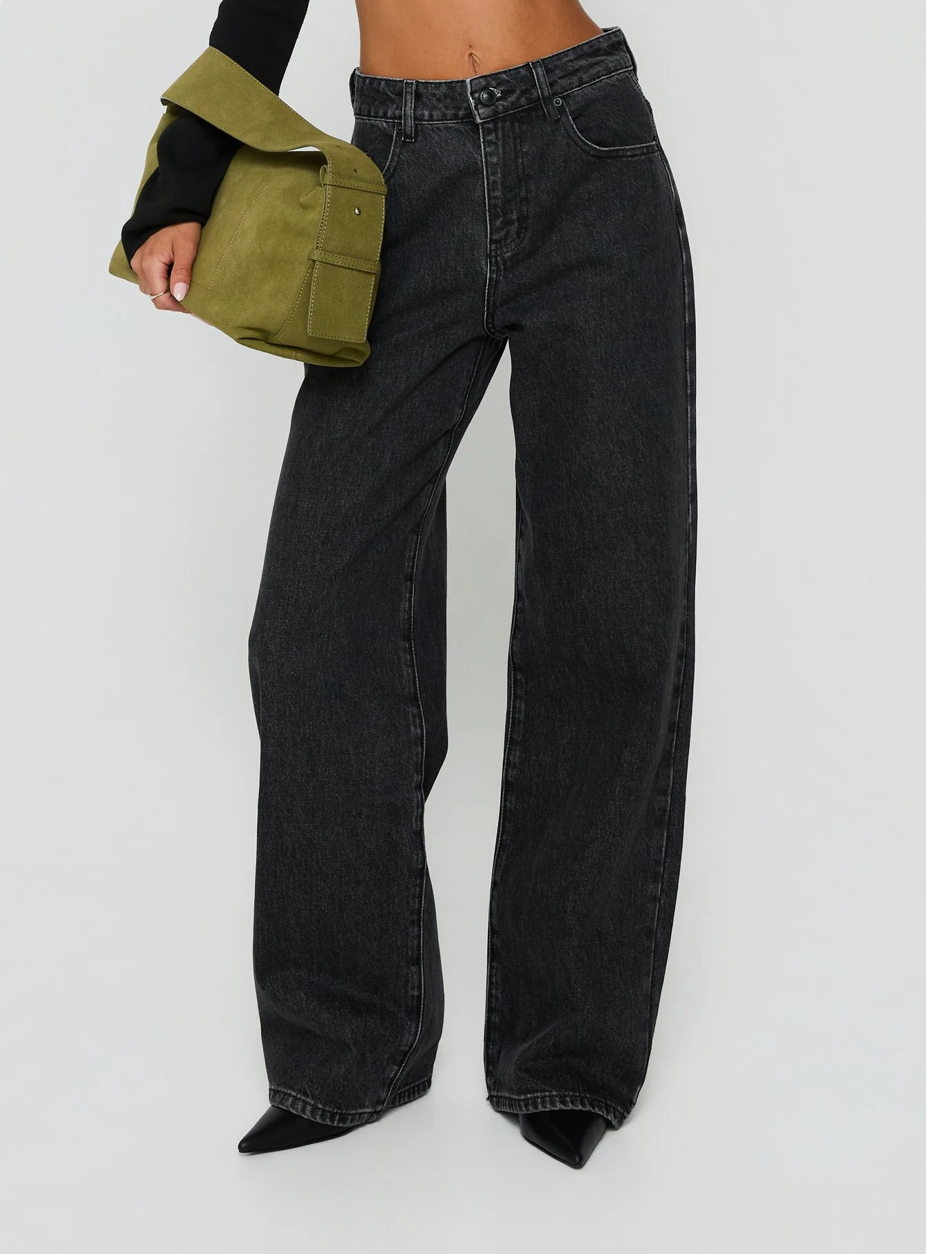 Konstanze High Rise Baggy Jeans Washed Black