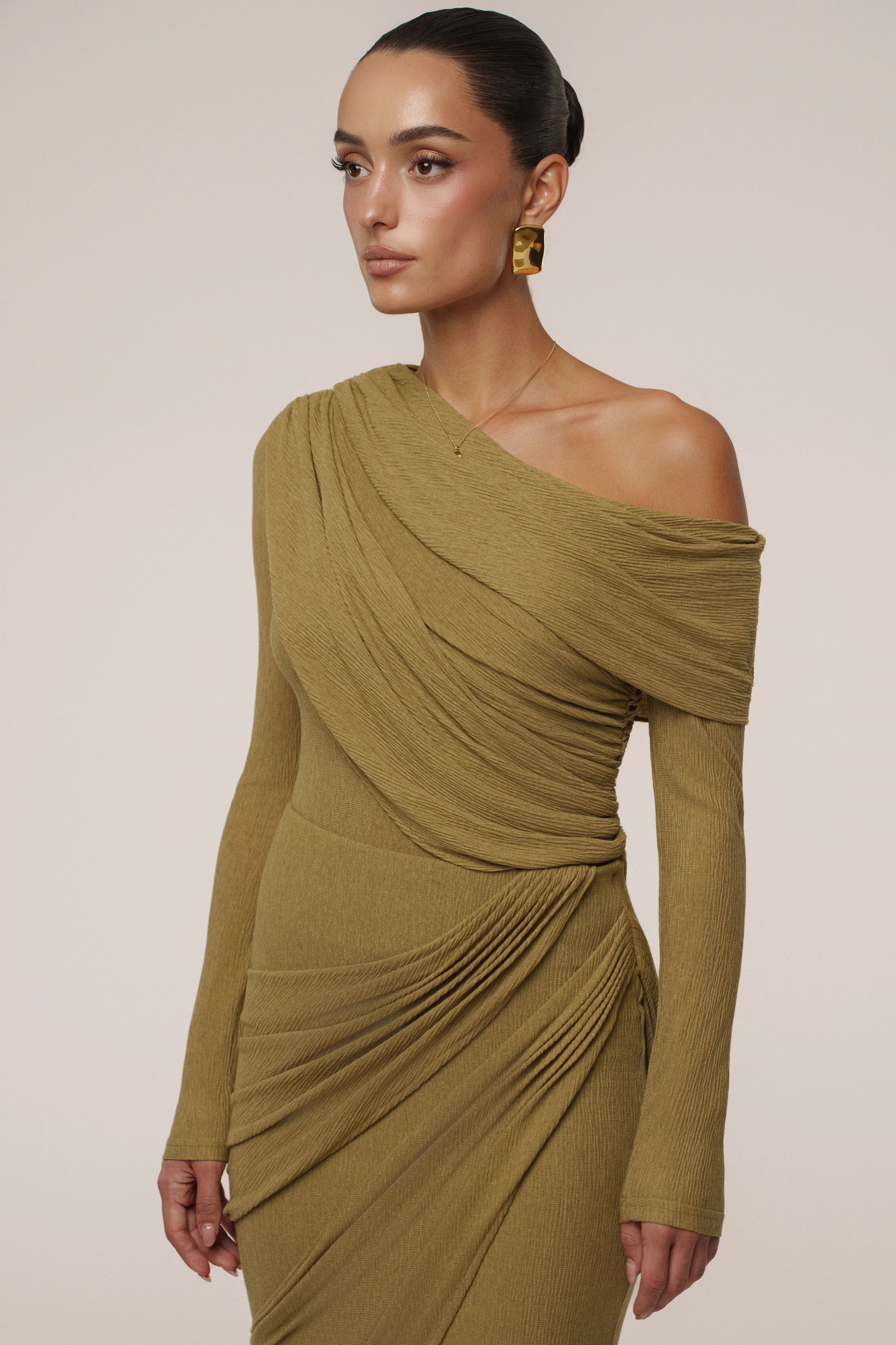 Moss Textured One Shoulder Bodysuit