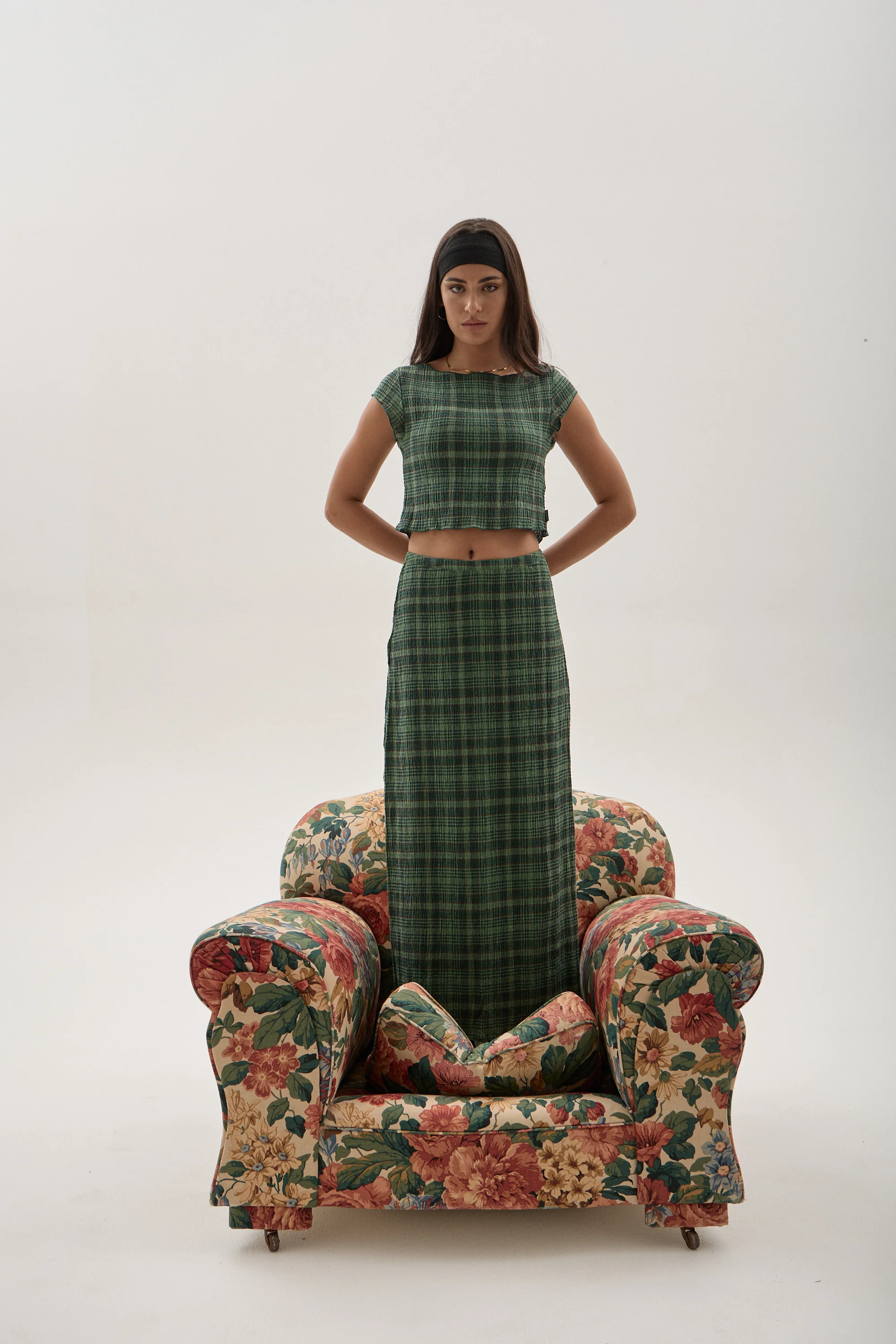 AFENDS Womens Lita - Seersucker Maxi Skirt - Lonnie Hunter Green