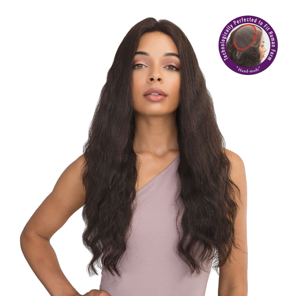 Janet Collection Natural Virgin Remy Human Hair Lace Front Wig 360 Lace French Wave 26