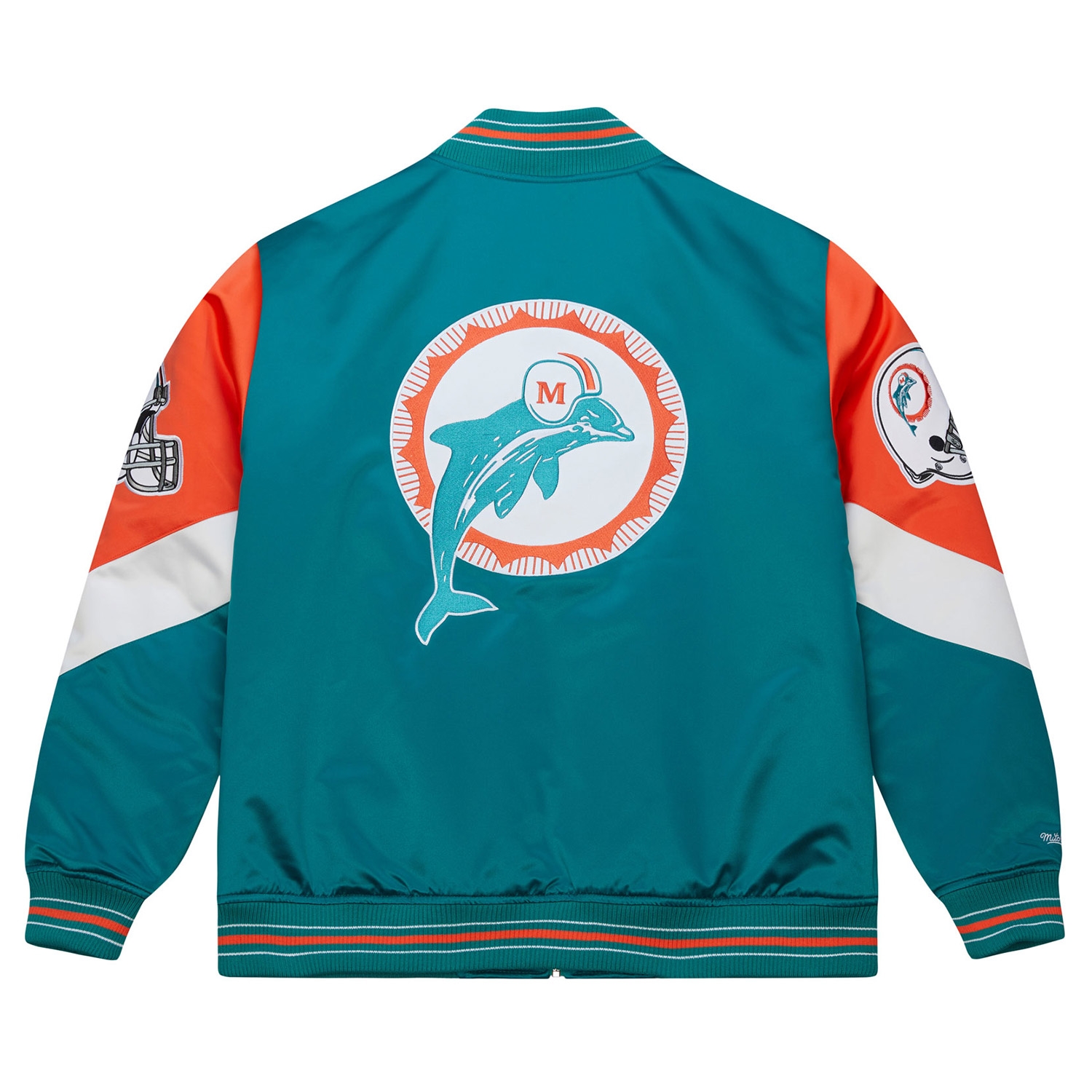 Miami Dolphins Throw it Back Heavyweight Satin NFL Jacket Aqua