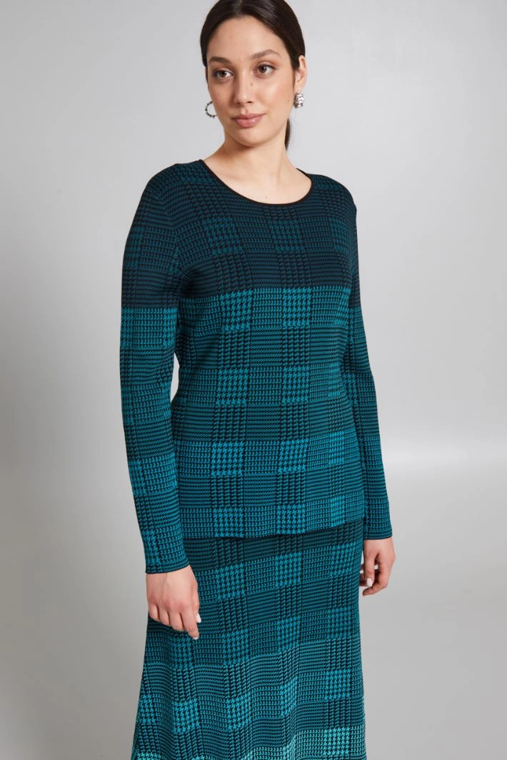 Slim-fit jacquard sweater - GREEN BLACK