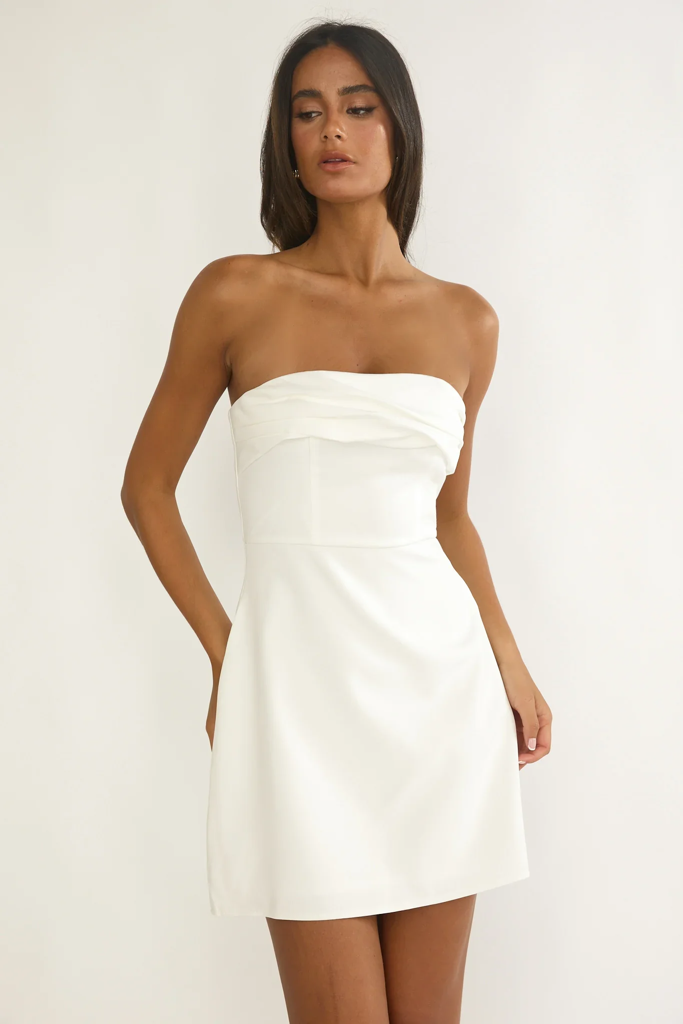 Serenelle Foldover Bust Mini Dress White