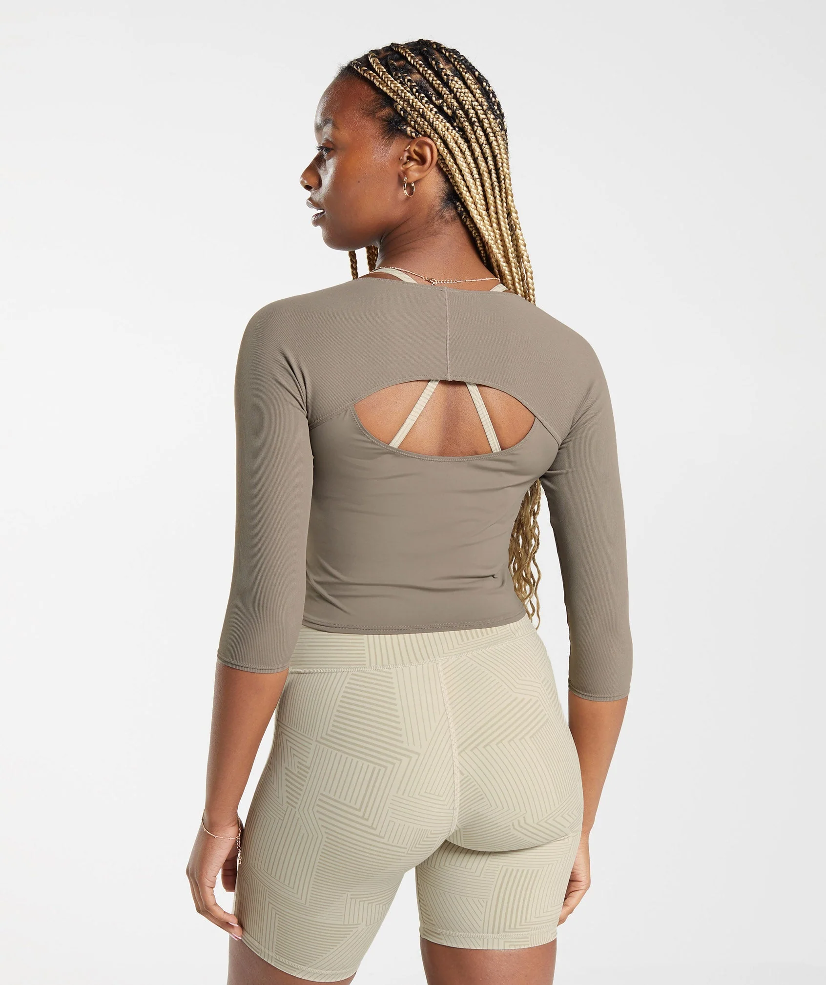 Elevate 3/4 Sleeve Crop Top Brushed Brown