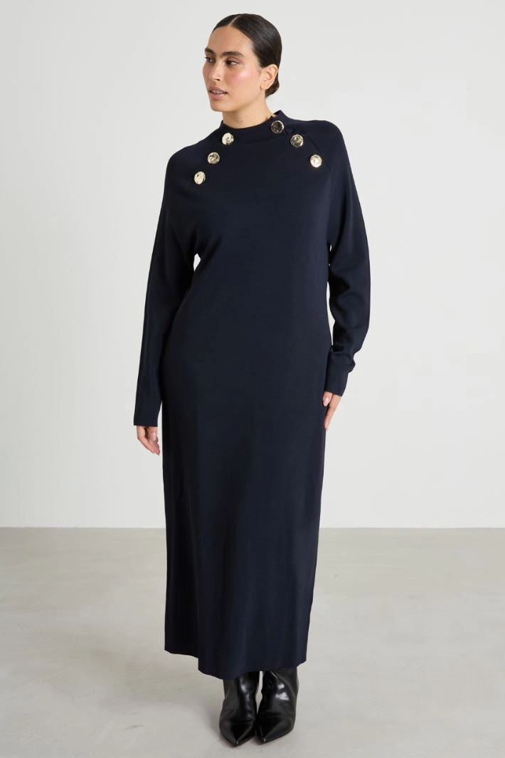 Knitted viscose dress - NIGHT BLUE