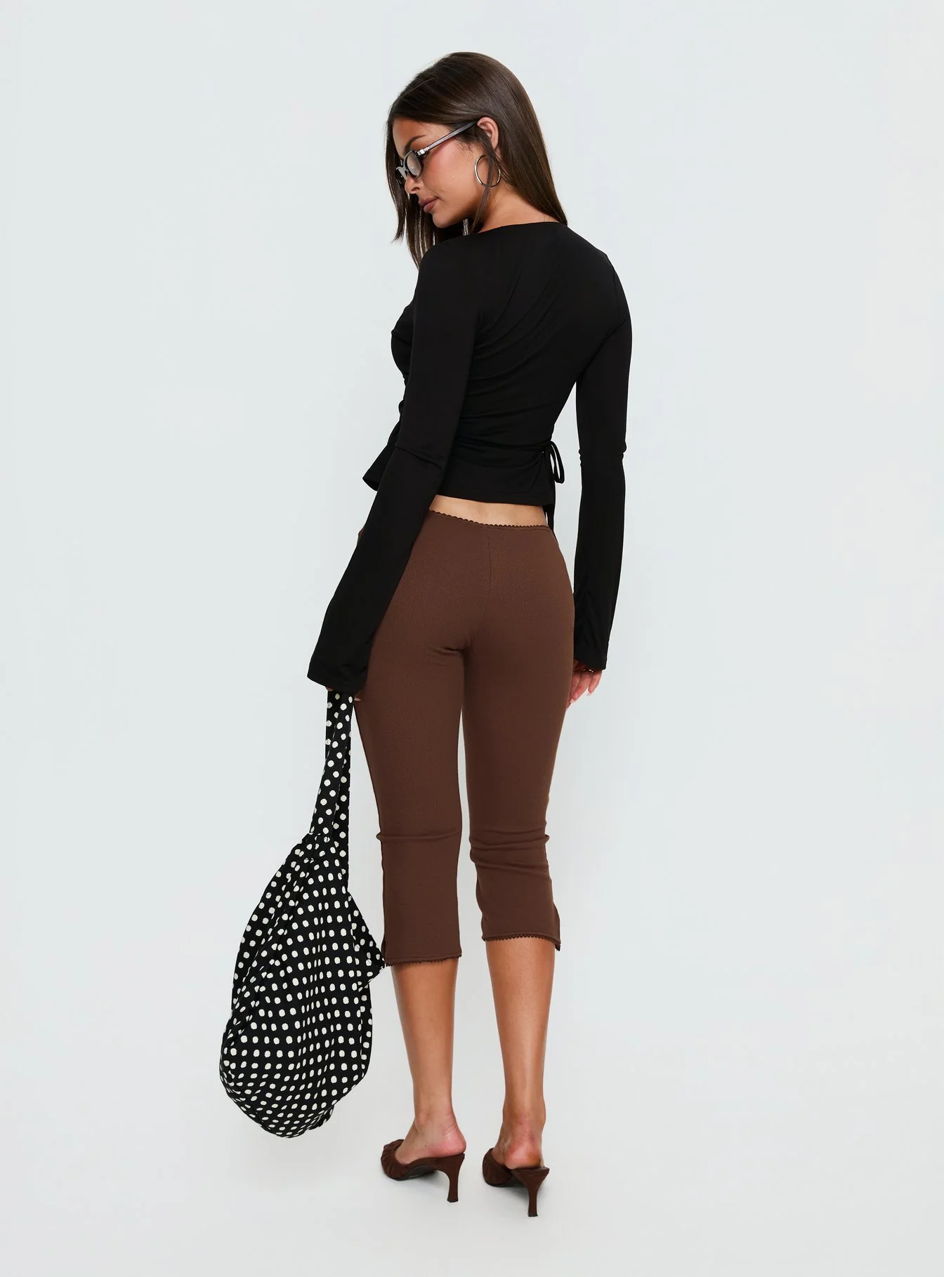 Stefanee Long Sleeve Wrap Top Black