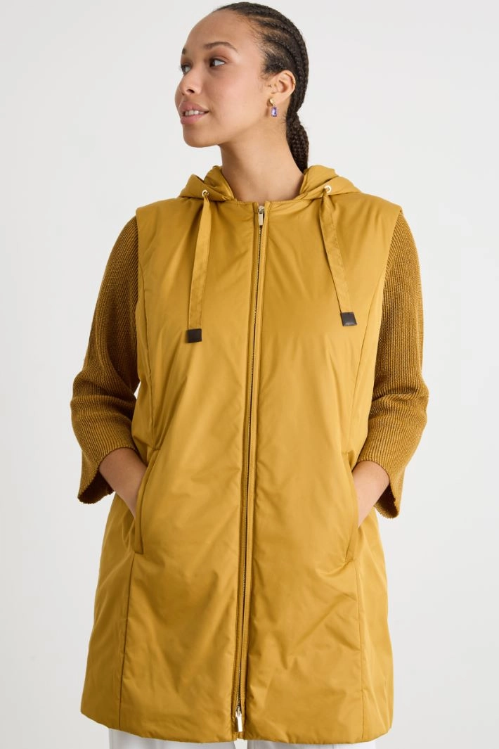 Water-repellent technical canvas gilet - YELLOW