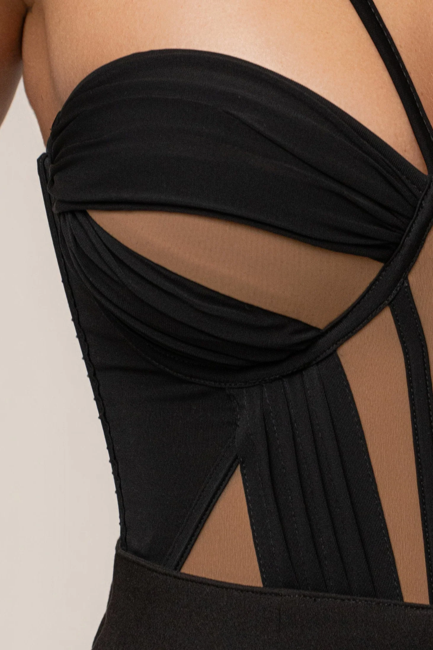 Black Illusion Contrast Bodysuit