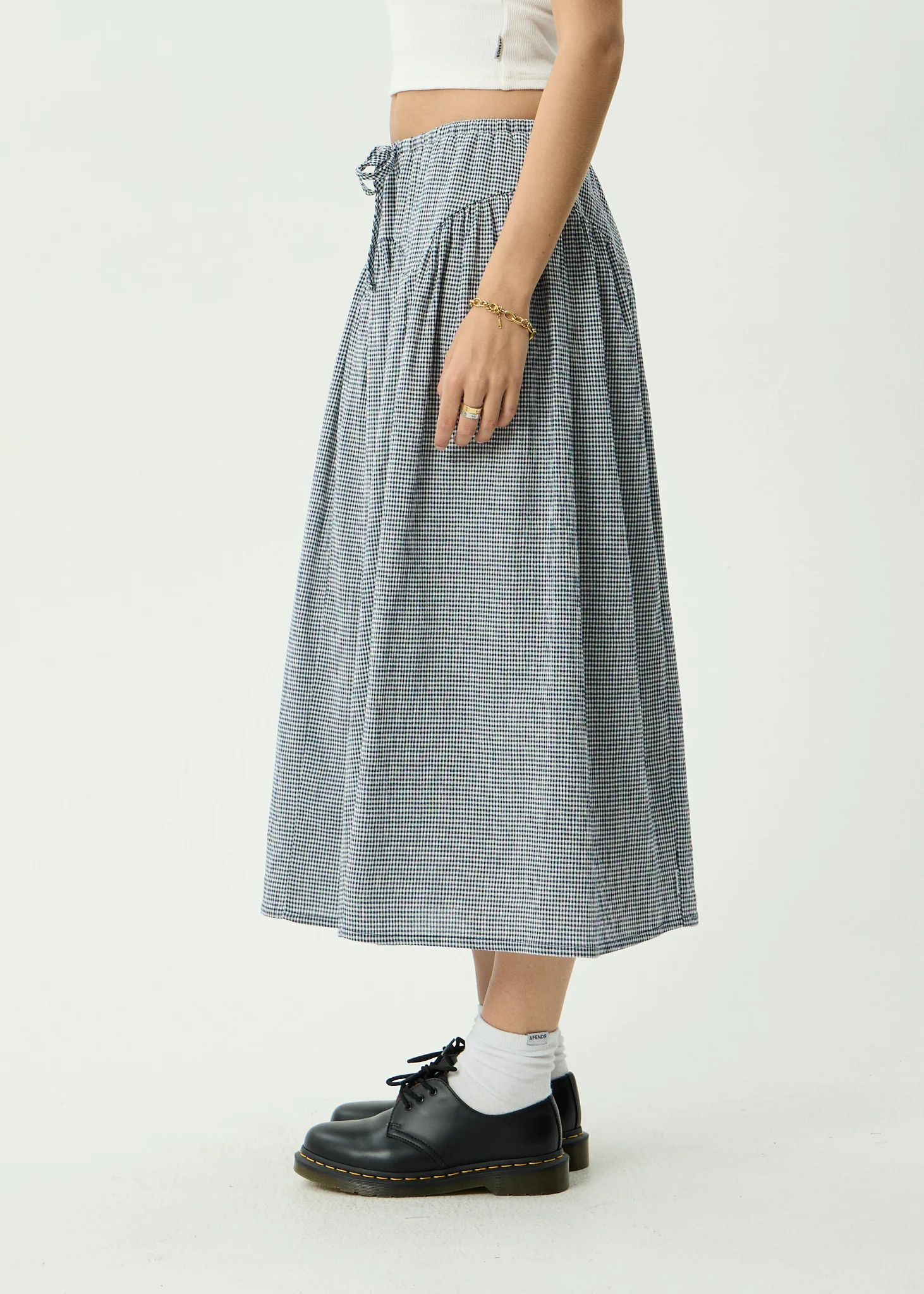 AFENDS Womens Marlow - Midi Skirt - Indy Navy Check