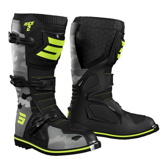 Cross Shot Race 2 Child Boots - Camo Neon Yellow - Yellow / GrayRef: SO2235