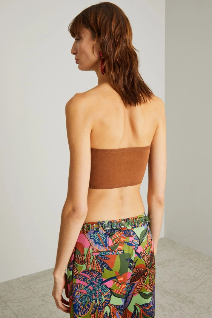 Knit bandeau top - LEATHER