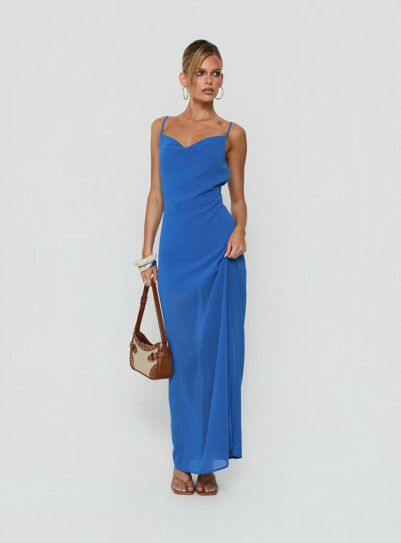 Jysela Cowl Neck Maxi Dress Dark Blue
