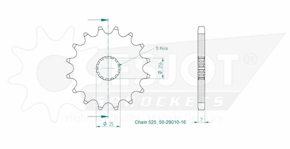 Esjot 16 tooth gearbox output pinionRef: Esjo00001A / 12122375