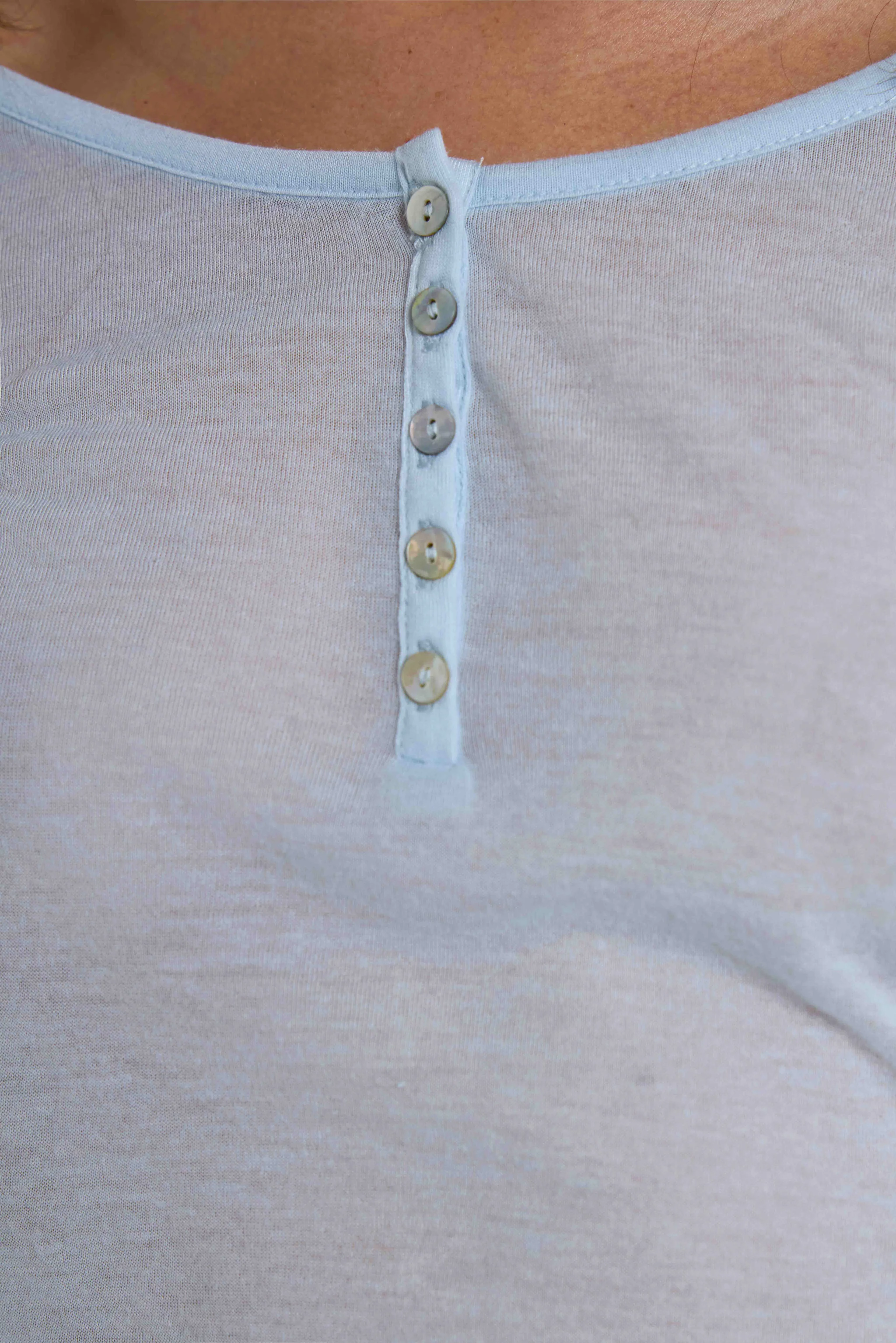 Sheer Henley Top In Sky