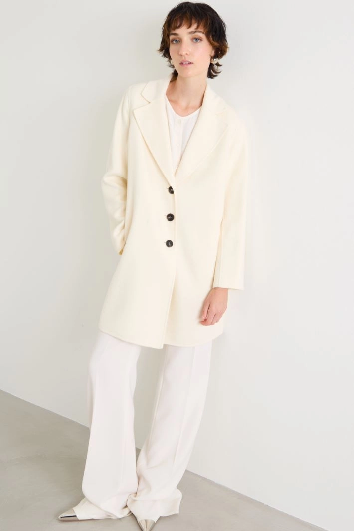 Double-broadcloth coat - CREAM