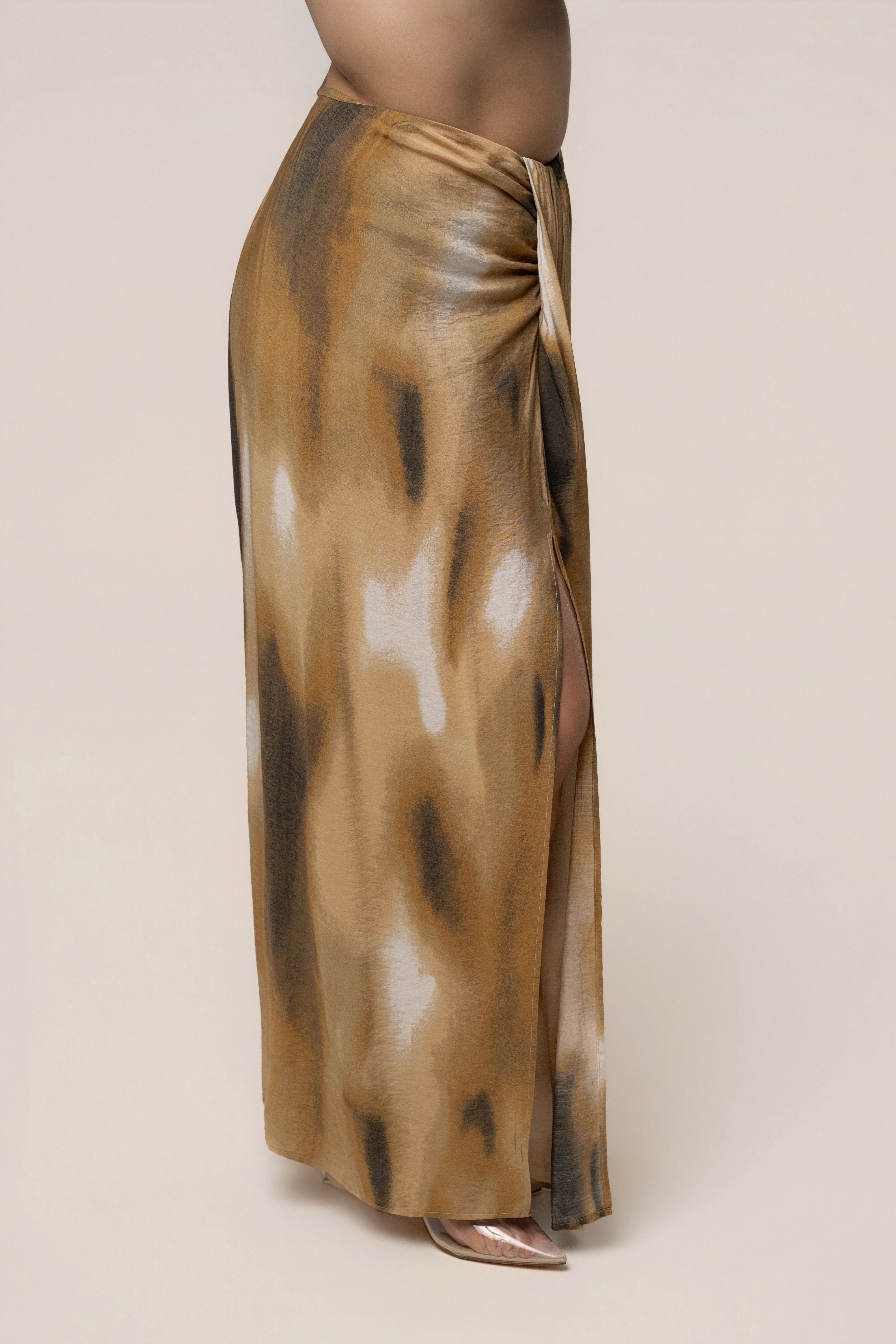 Brown Flowing Elegance Maxi Skirt