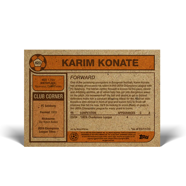 Topps UK - UCC Living Set Card #623 - Karim Konate
