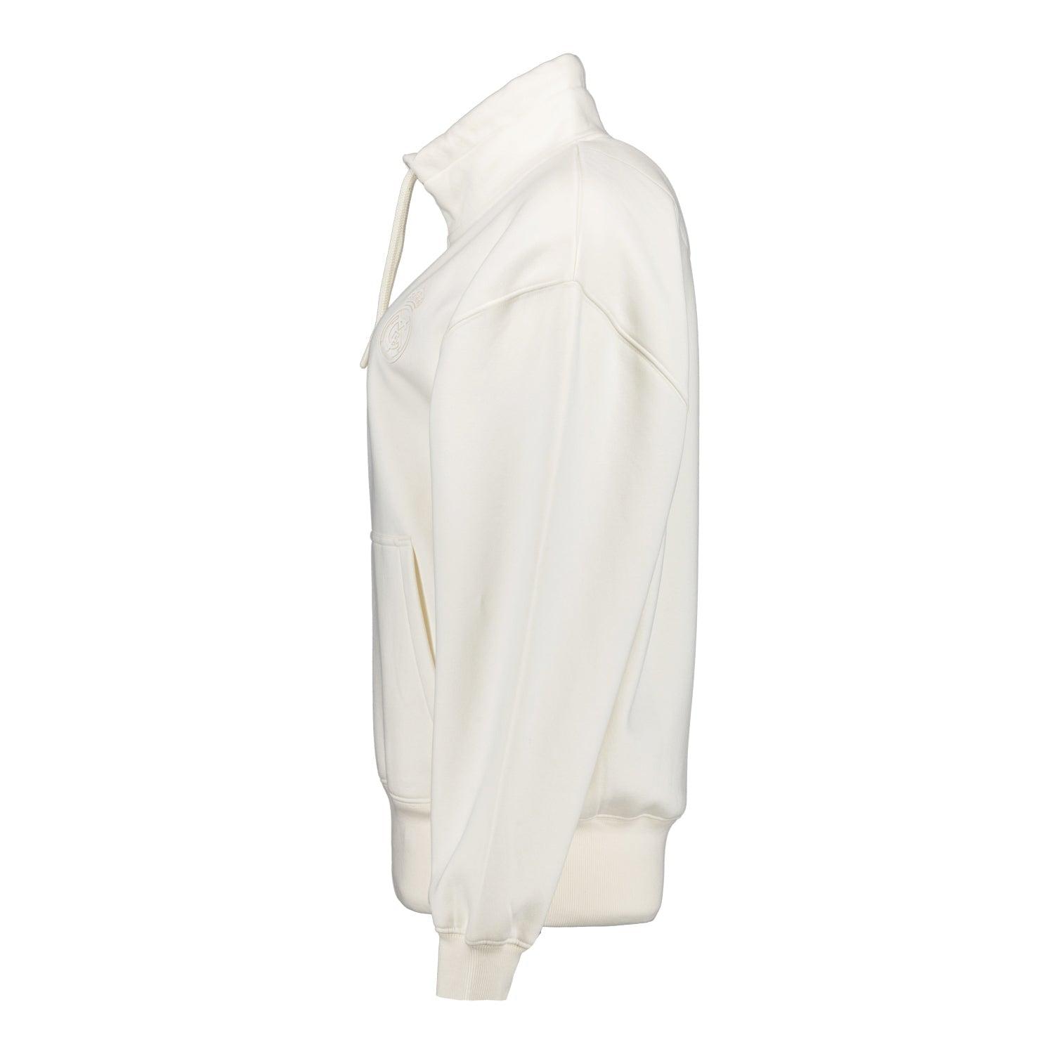 Womens Real Madrid Ladies Vintage Bone Zip Collar Sweatshirt