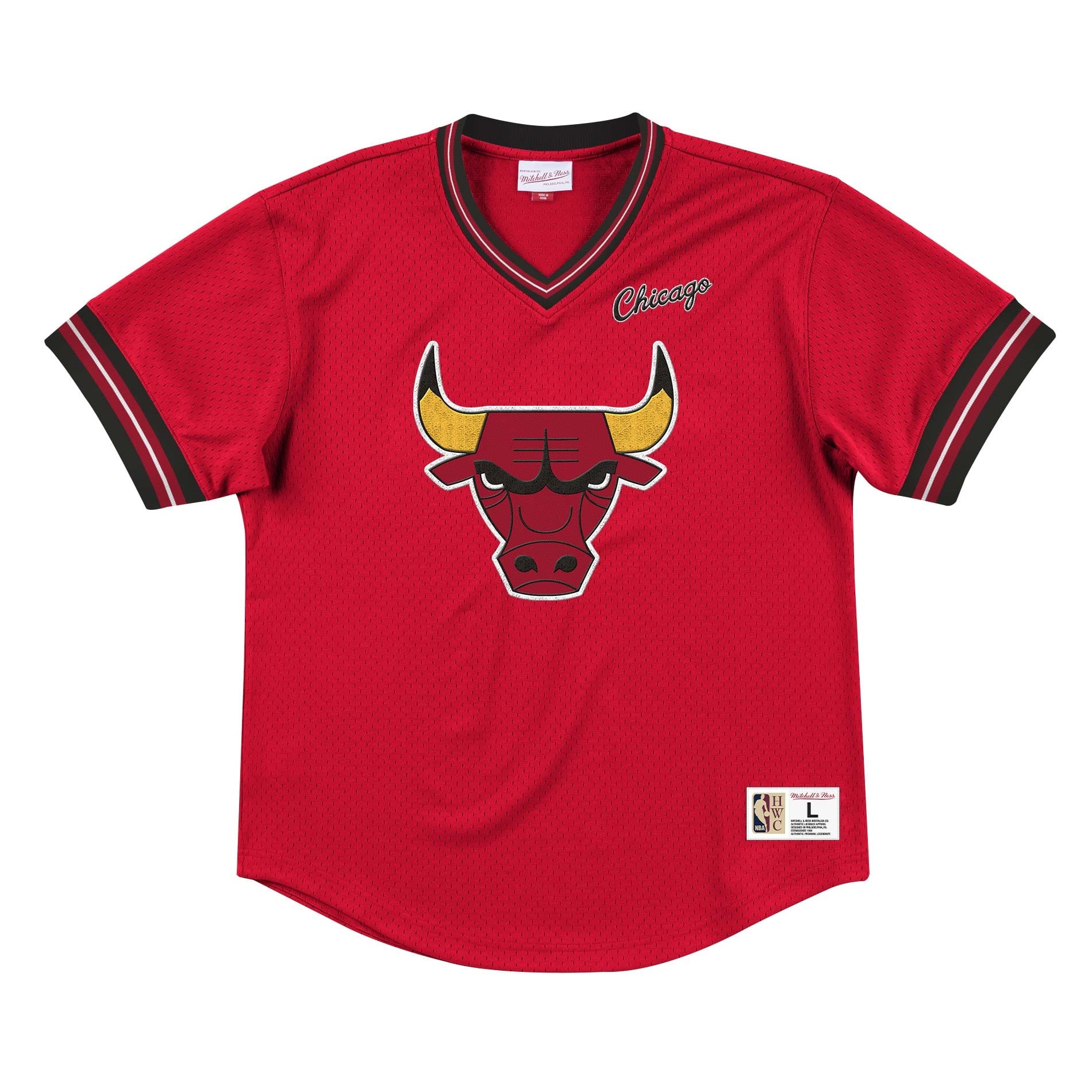 Chicago Bulls Unbeaten Mitchell & Ness NBA V-Neck Mesh Shirt Red