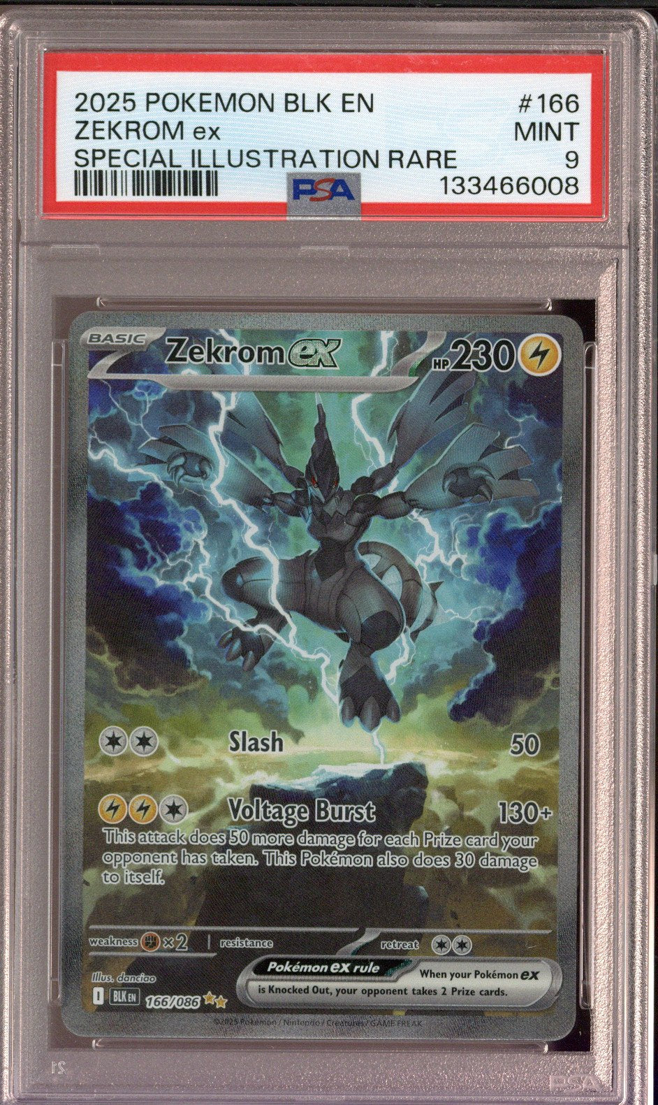 2025 Pokemon Black Bolt Zekrom Ex 166/086 PSA 9