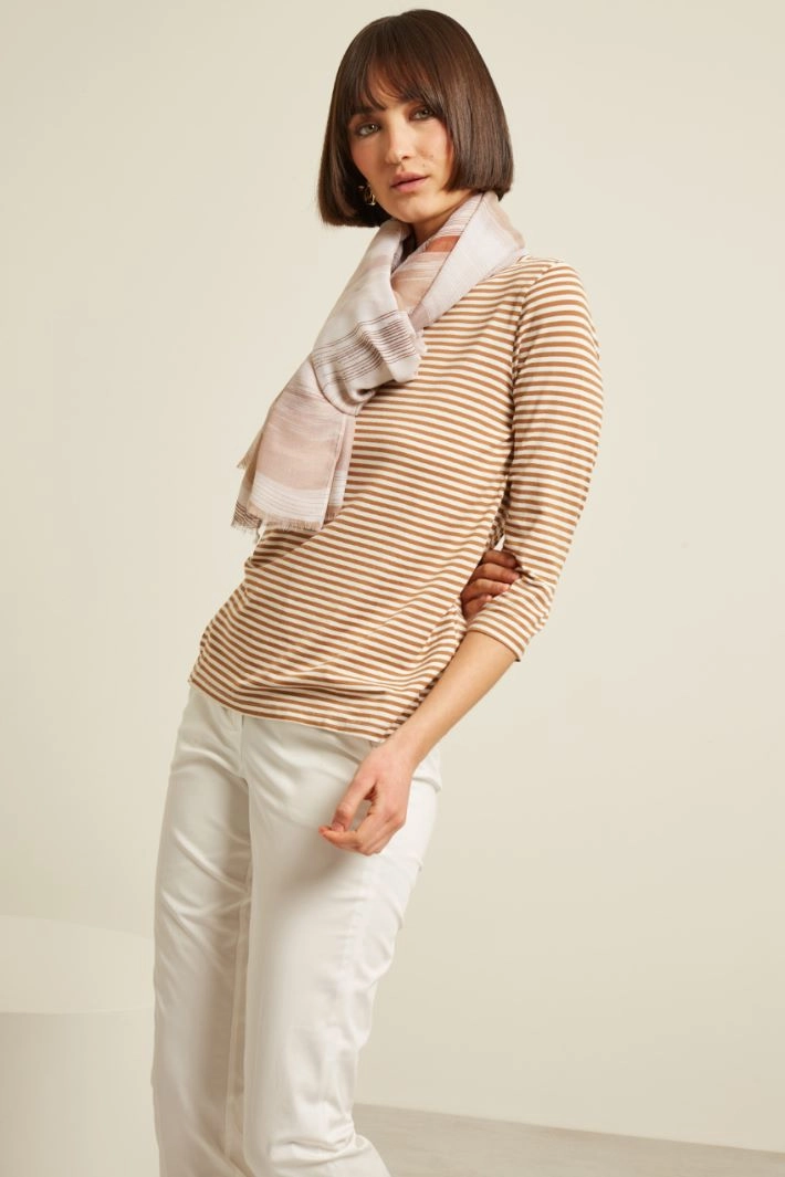 Stole with fringed edges - BROWN SAND