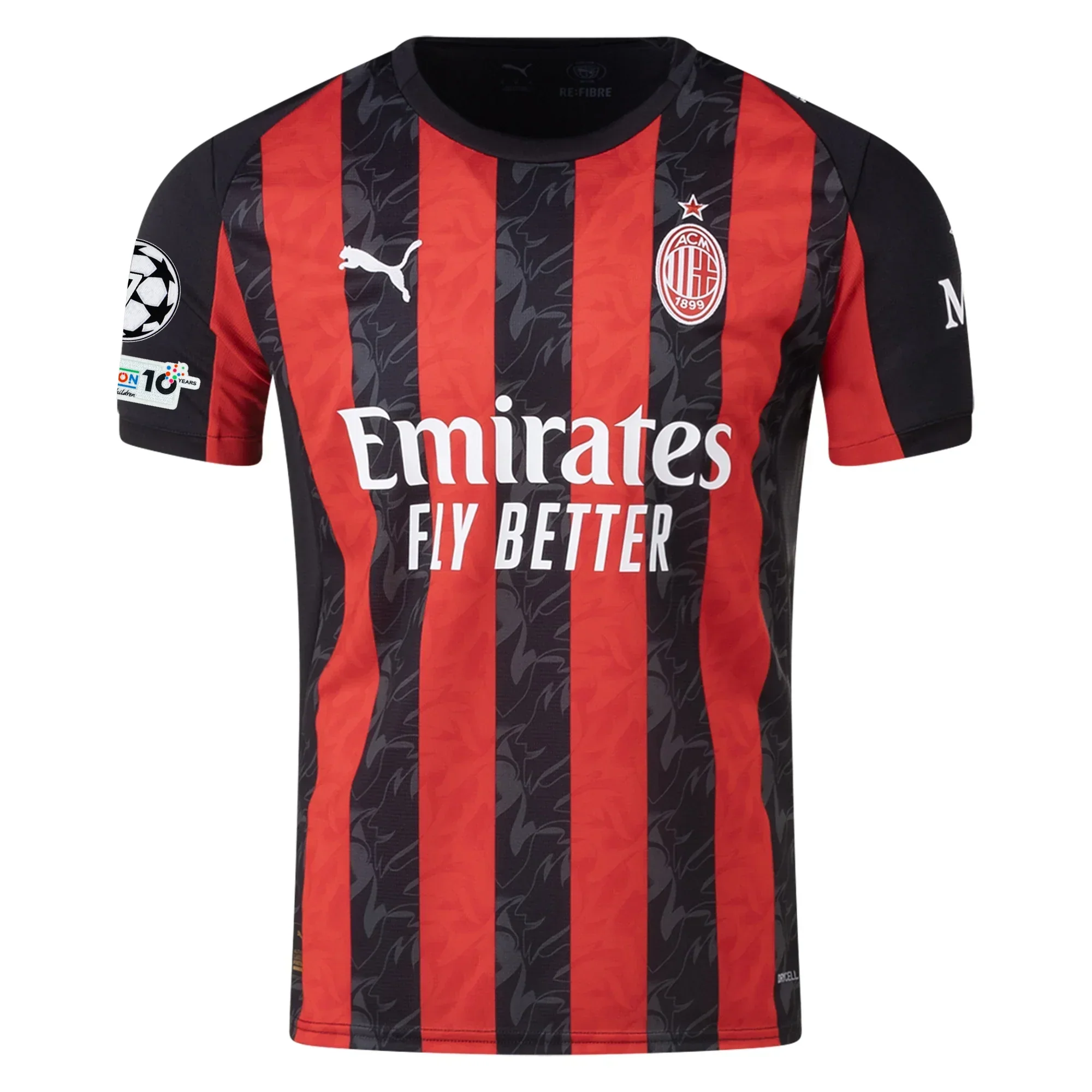 Rafa Leao Men's AC Milan Home Jersey w/ Champions League Patches 25/26 (Red/Black)