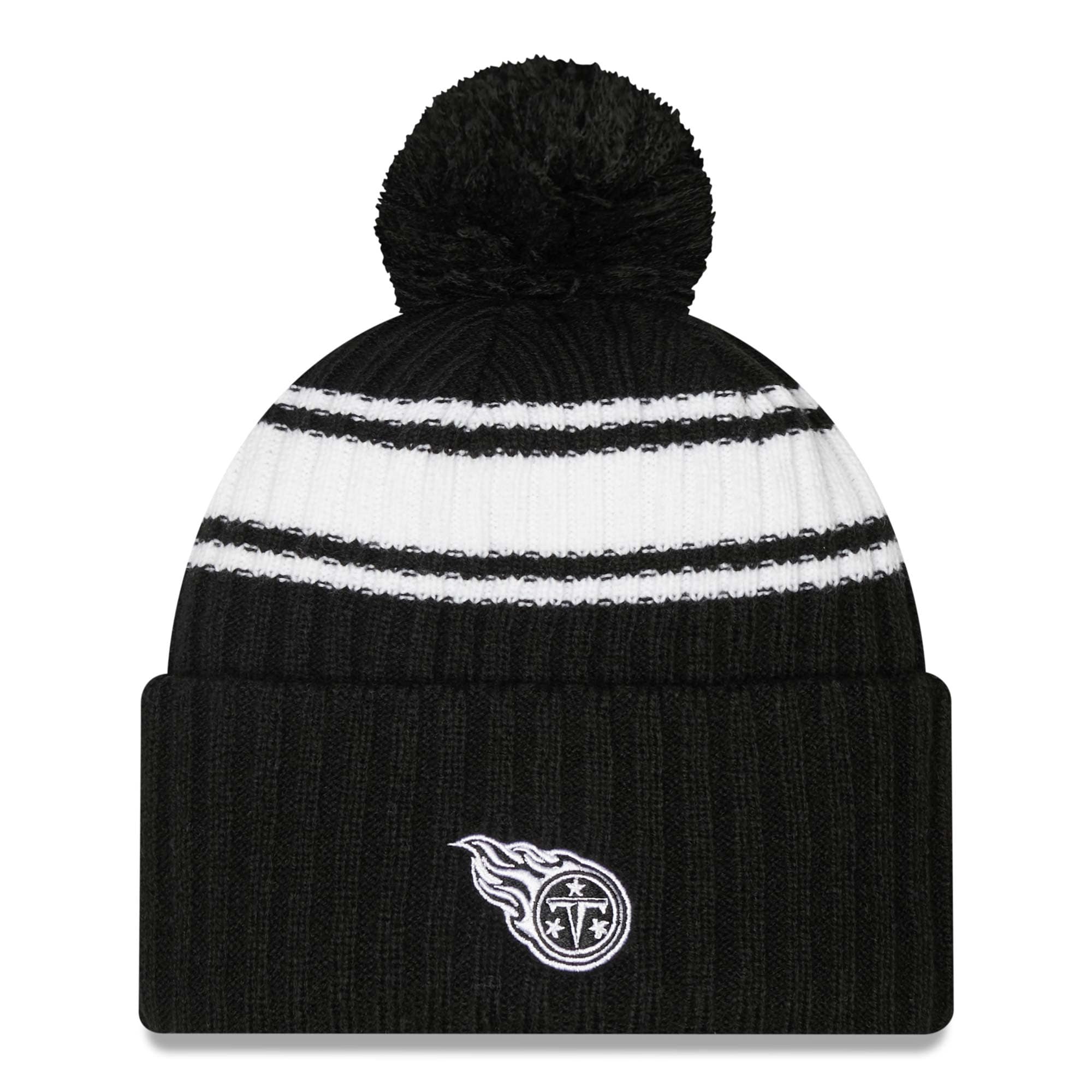 Tennessee Titans Official 2022 NFL Sideline New Era Sport Knit Hat Black & White