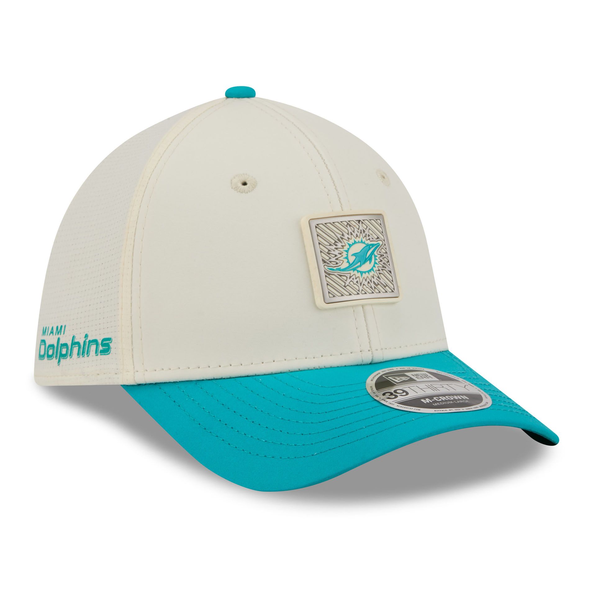Miami Dolphins 2026 NFL Training Camp 39THIRTY Flex Cap Cream/Aqua