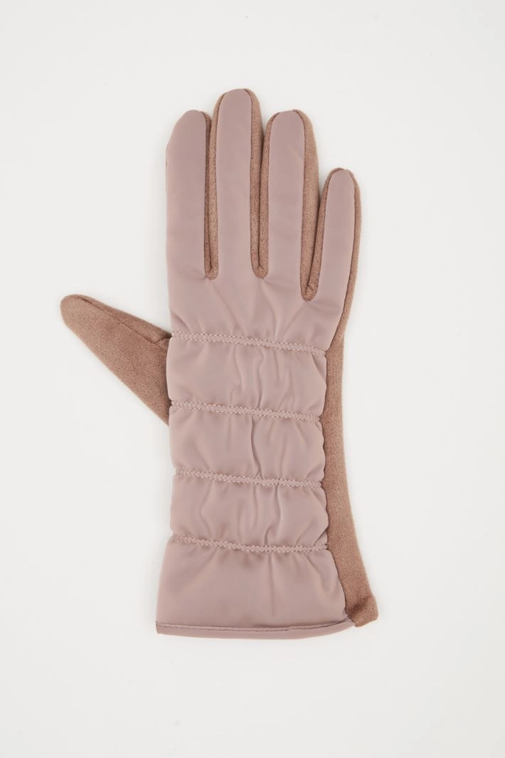 Waxed effect gloves - MAUVE