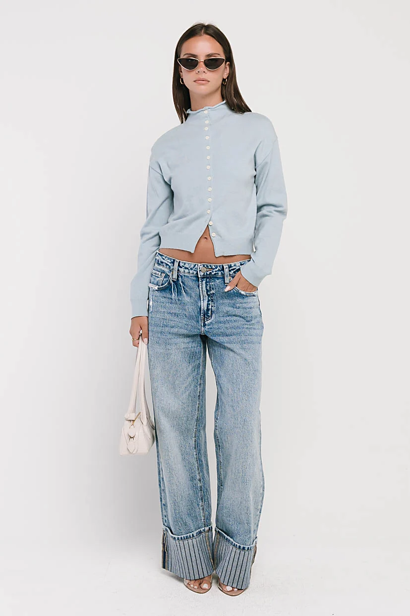 Maya Button Up Sweater in Blue