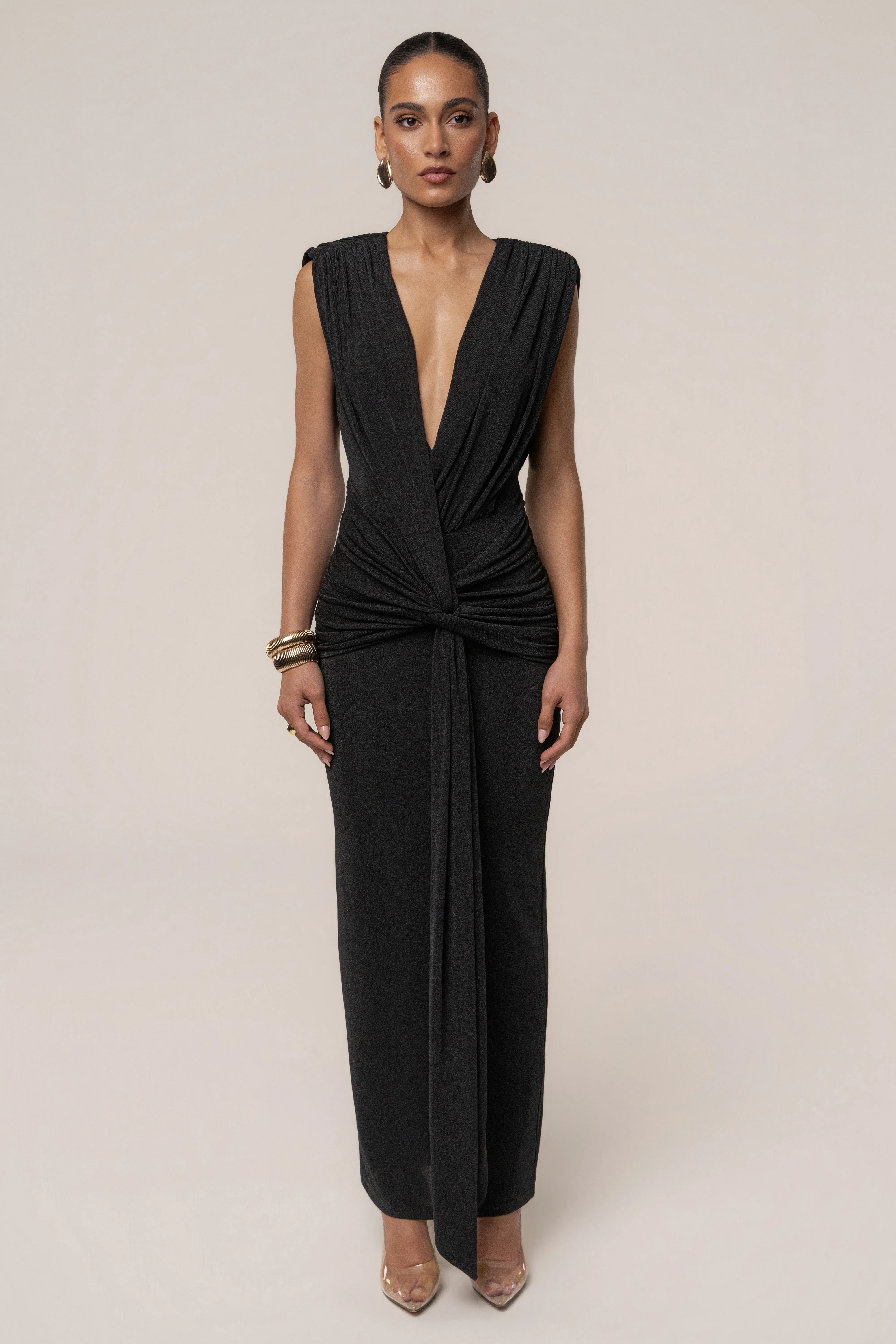 Black Palma Plunge Maxi Dress
