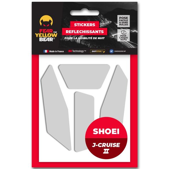 Fear The Yellow Bear REPLICA SHOEI J-CRUISE II Reflective Stickers - WhiteRef: FYB0023