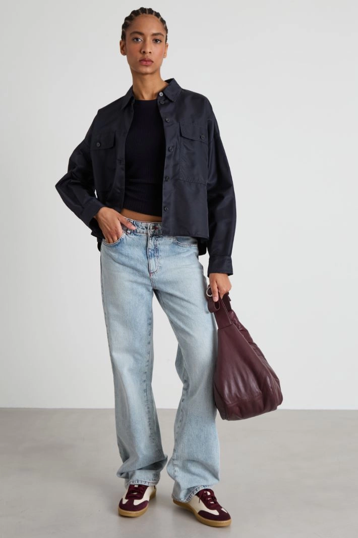 Silk and wool knitted tank top - NIGHT BLUE