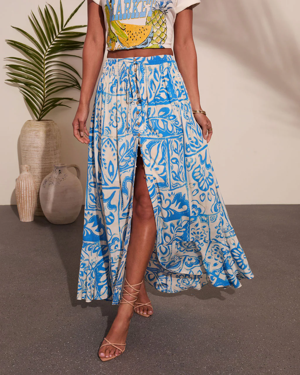 Glow Dream Abstract Print Maxi Skirt