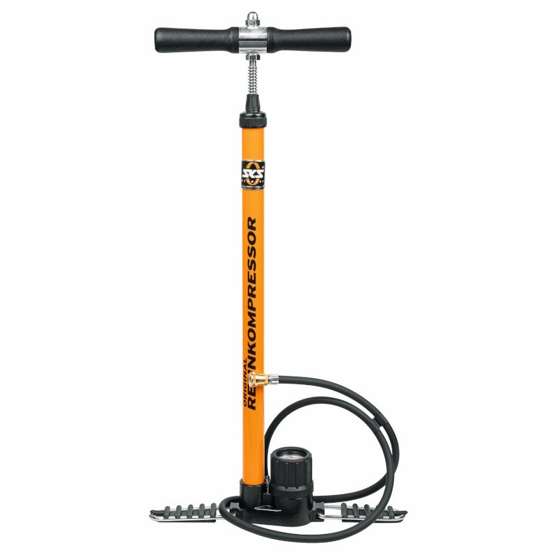 SKS Rennkompressor Floor Pump with Brass Nipples Head  (SV) - orange/black