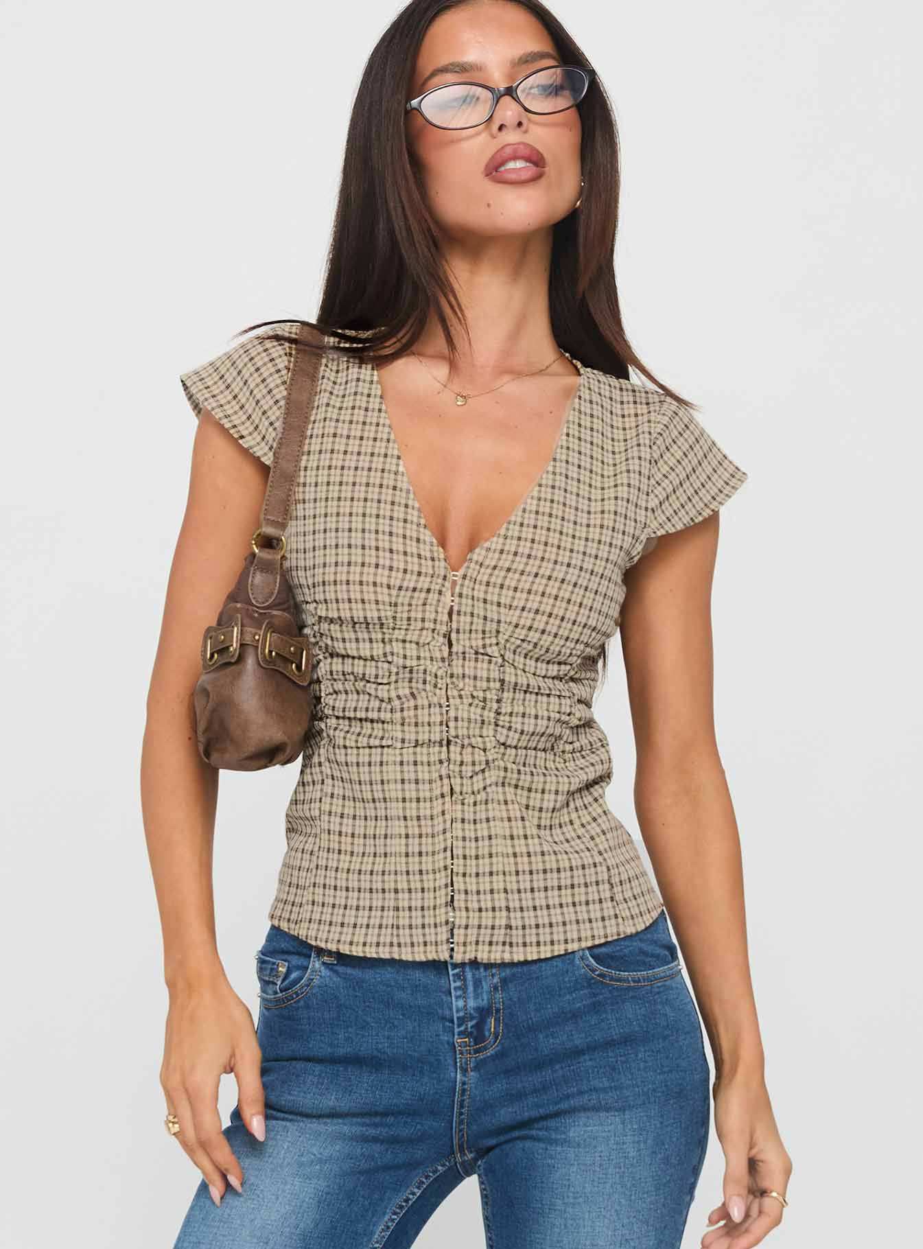 Indulgence Corset Top Beige Check