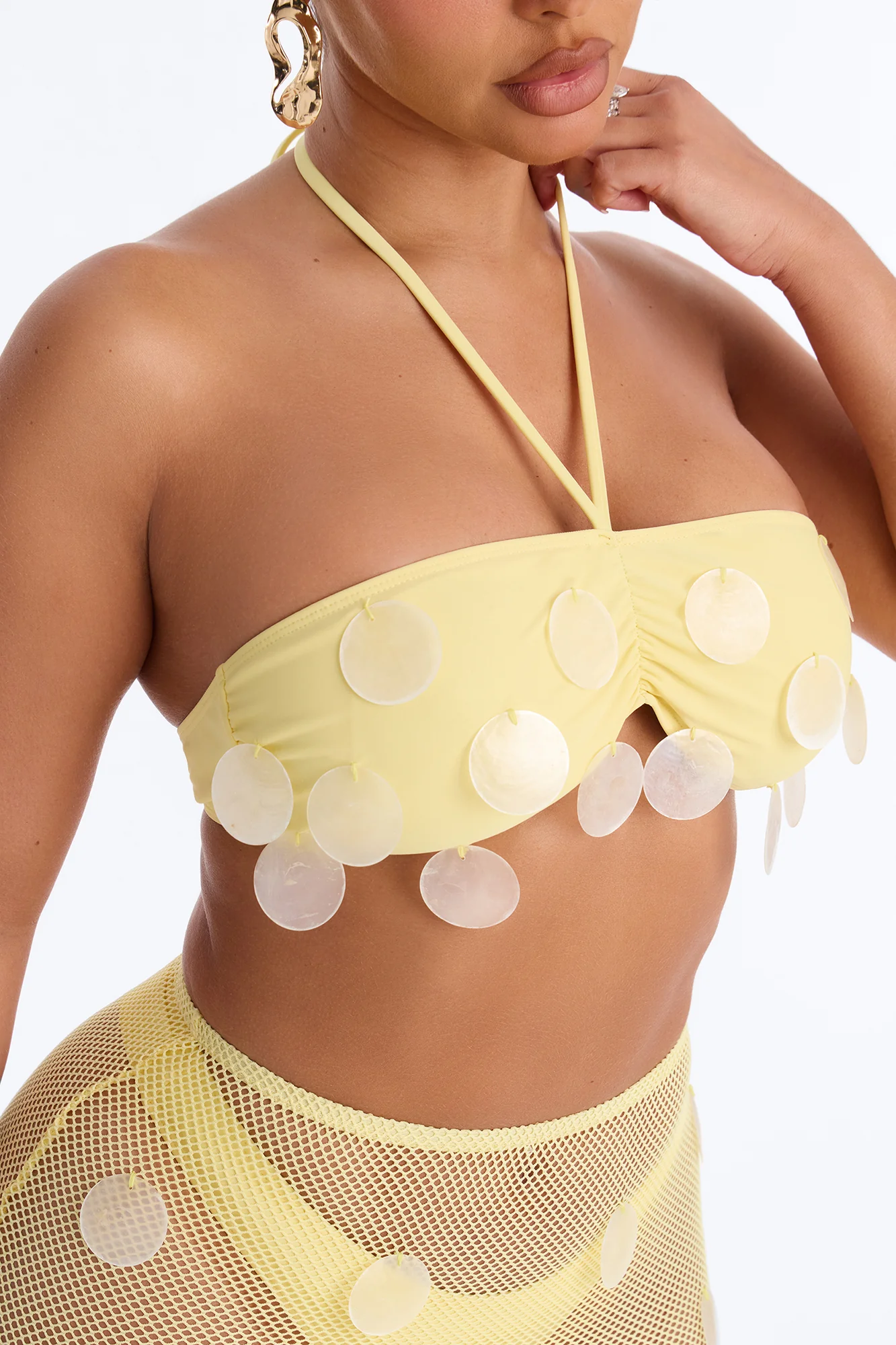 Sunshine State 3 Piece Bandeau Bikini Skirt Set - Yellow