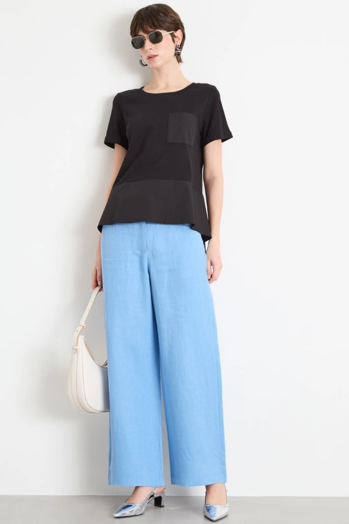 Flounced T-shirt - BLACK