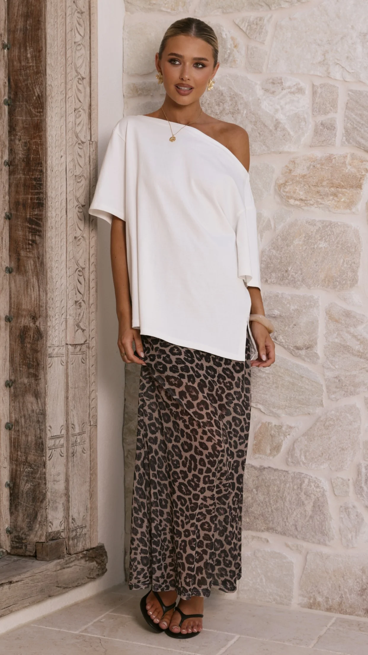 Onella Semi Sheer Maxi Skirt - Leopard Print