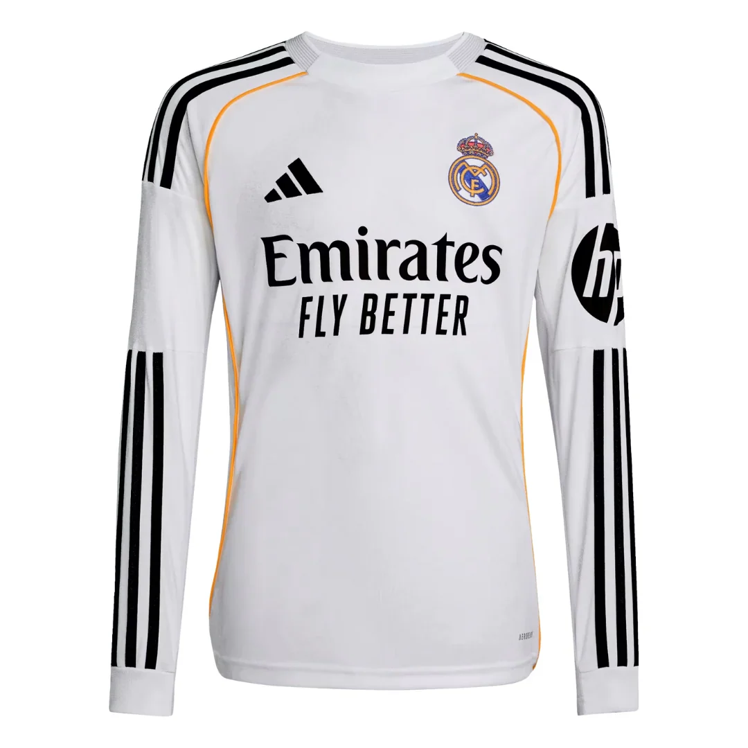 Youth Real Madrid Long Sleeve Home Jersey 25/26 (White)