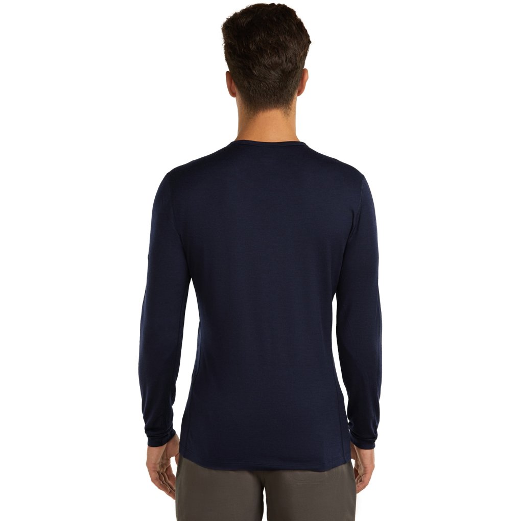 Icebreaker Merino 200 Oasis Long Sleeve Crewe Bear Tour Thermal Top Men - Midnight Navy