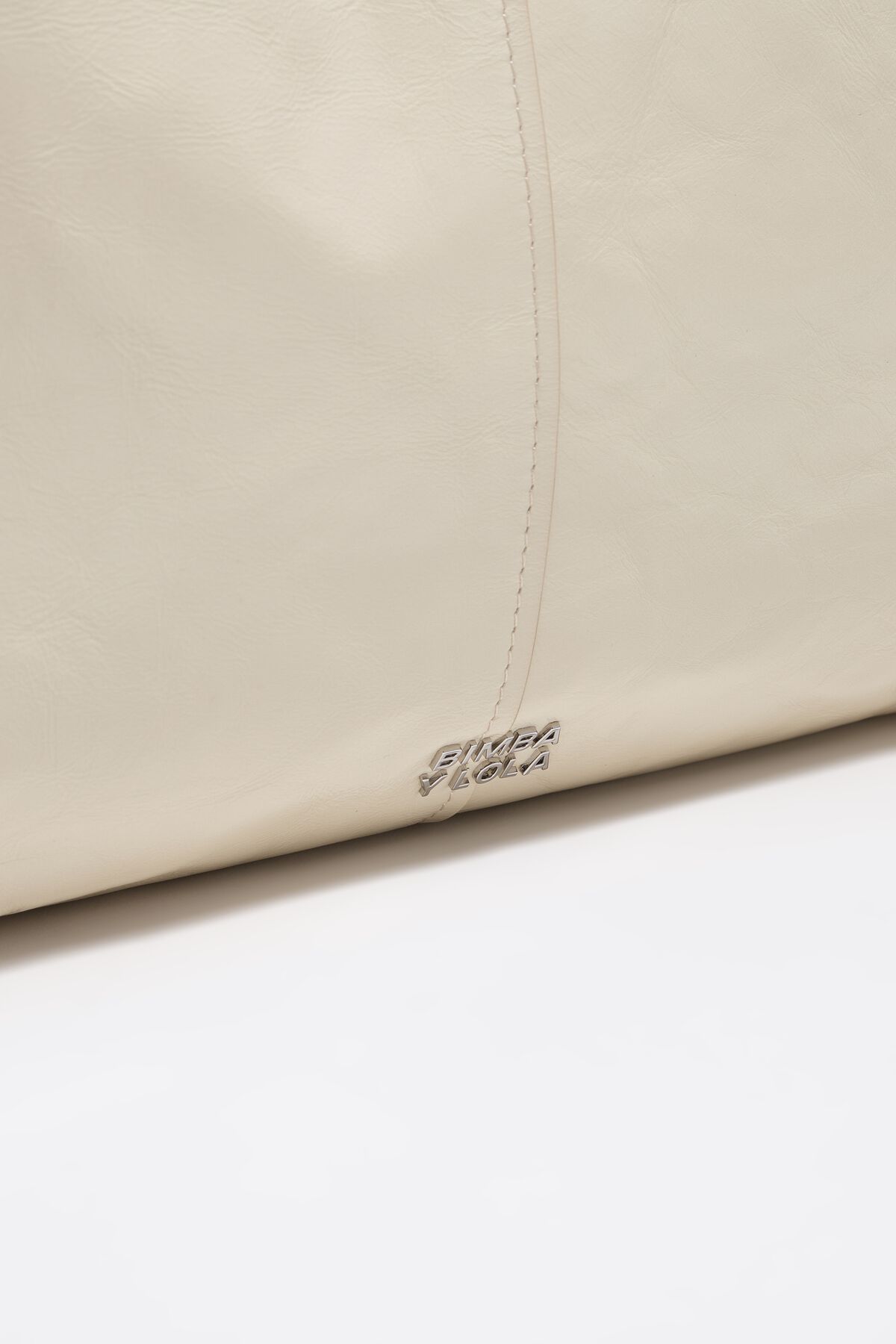 Cream leather maxi shopper bag