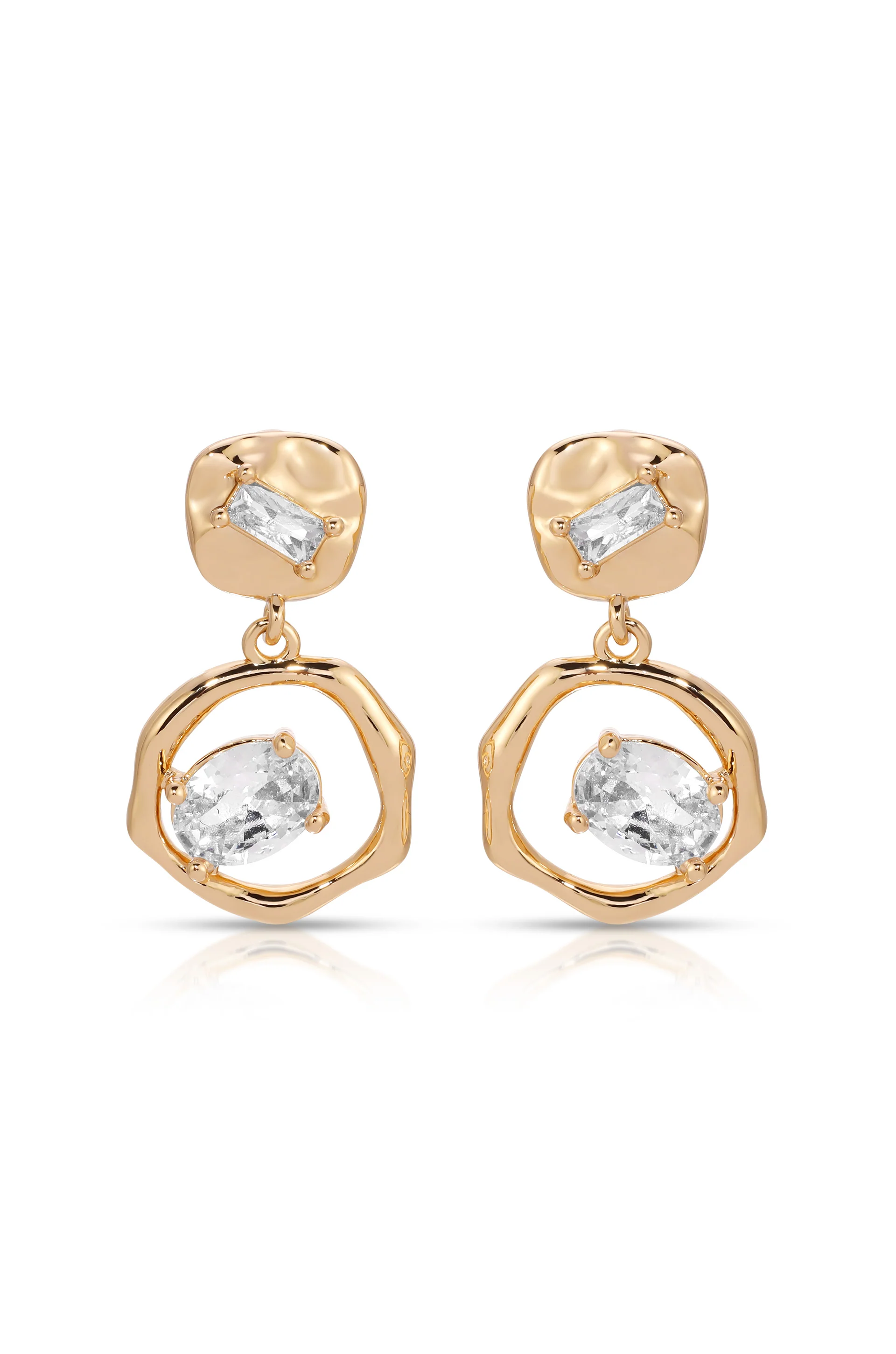 Organic Shape Crystal Earrings