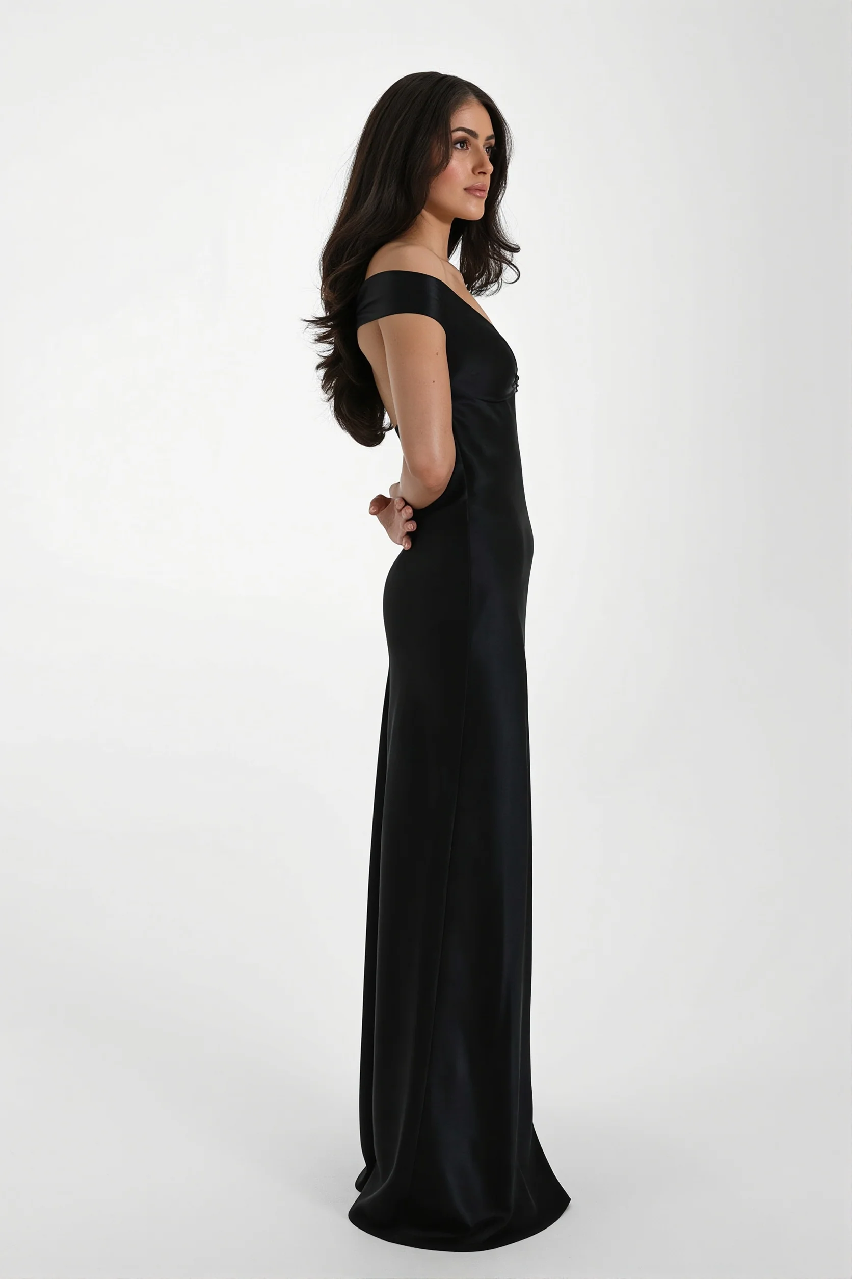 Satin Off Shoulder Bodycon Mermaid Maxi Dress
