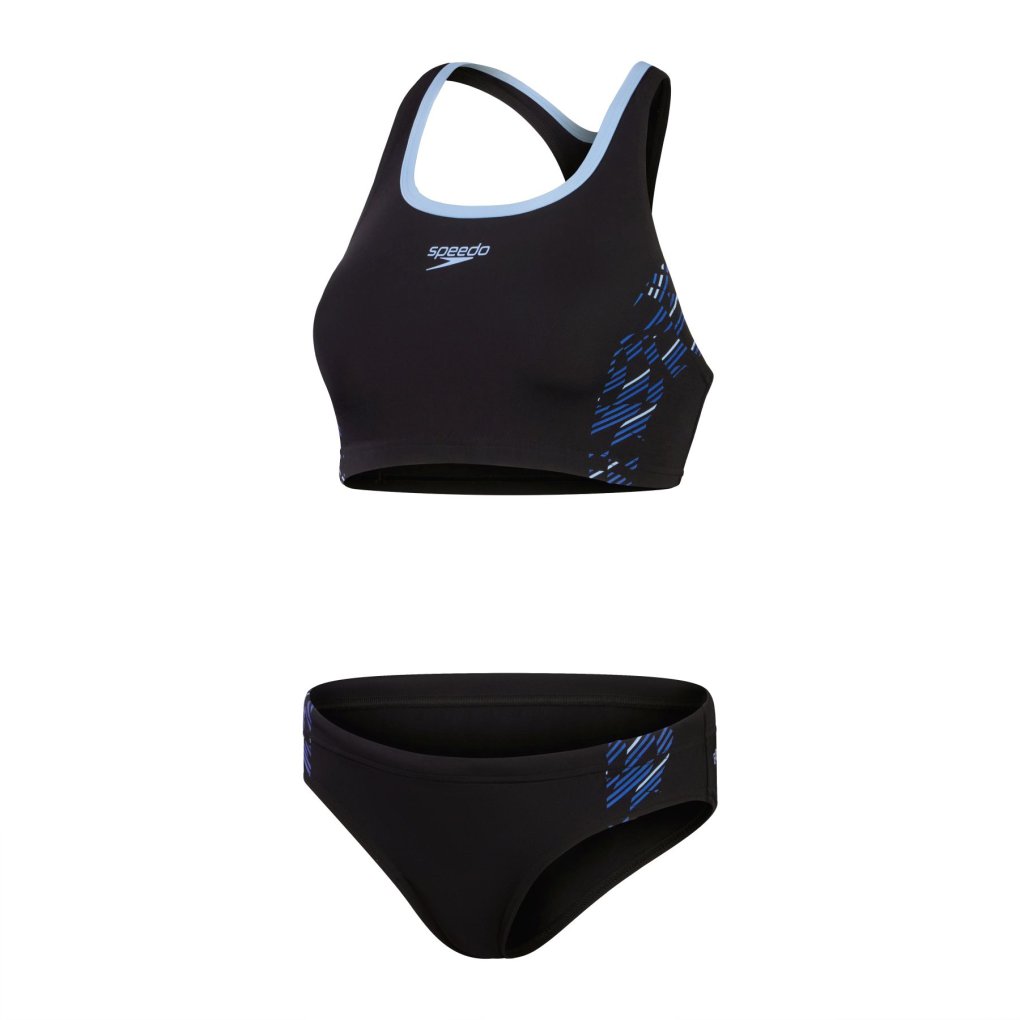 Speedo Placement 2 Piece Bikini Women - black/true cobalt/curious blue