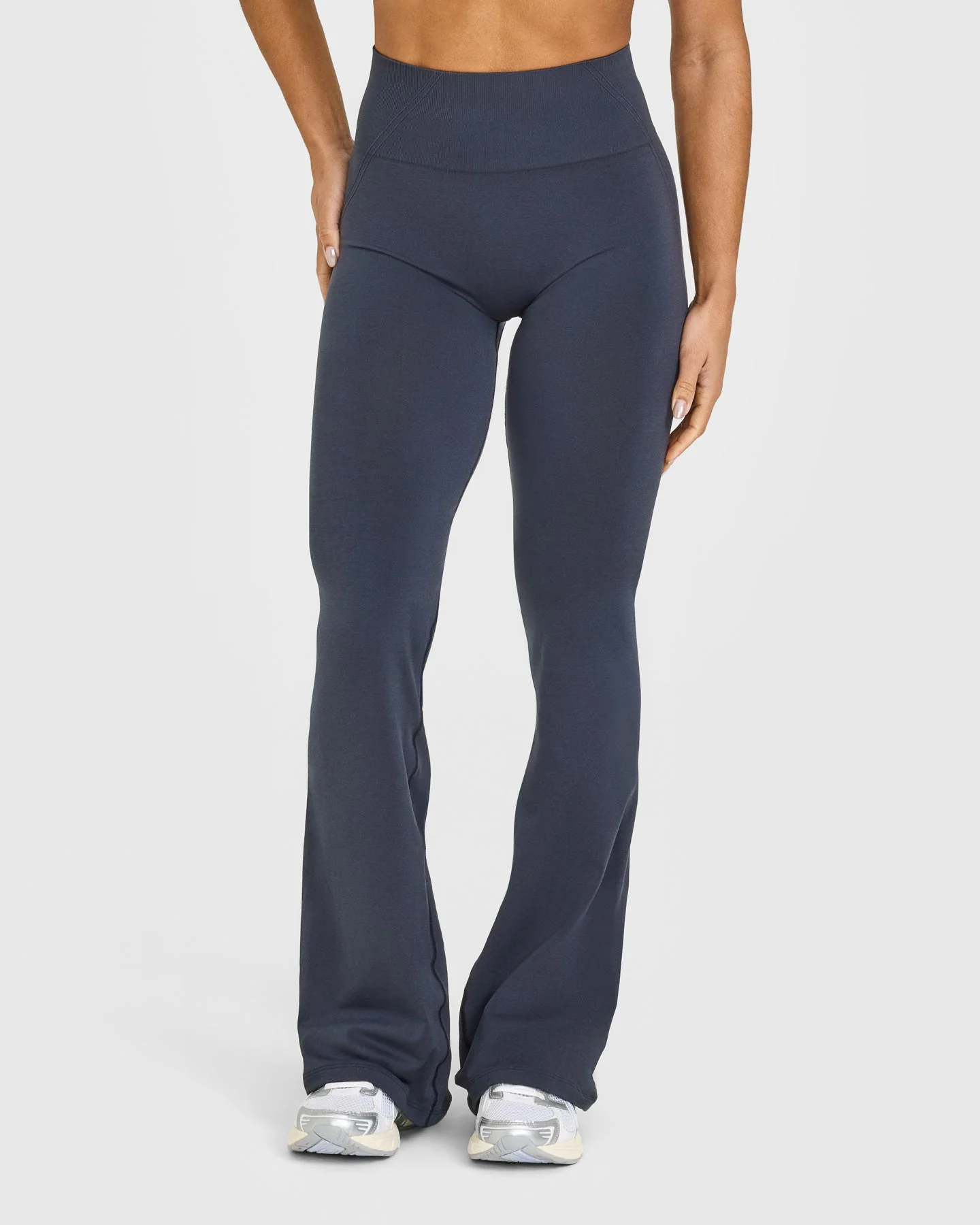 EffortlessLift™ Seamless Flared Bottoms with White Logo | True Blue